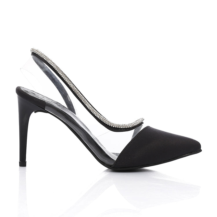 Crystal-Trim Pointed Pumps - Black