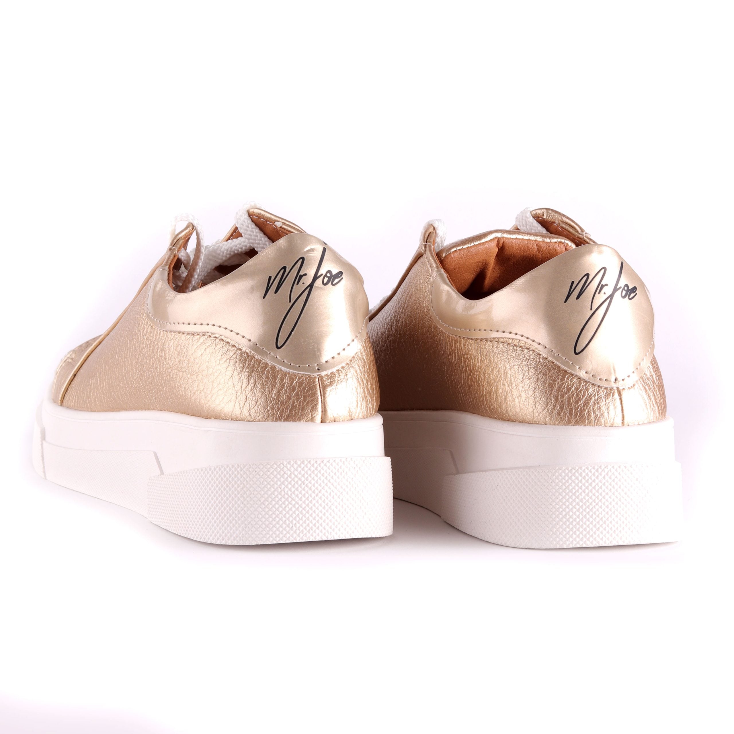 Effortless Glam Leather Sneakers - Metallic Gold