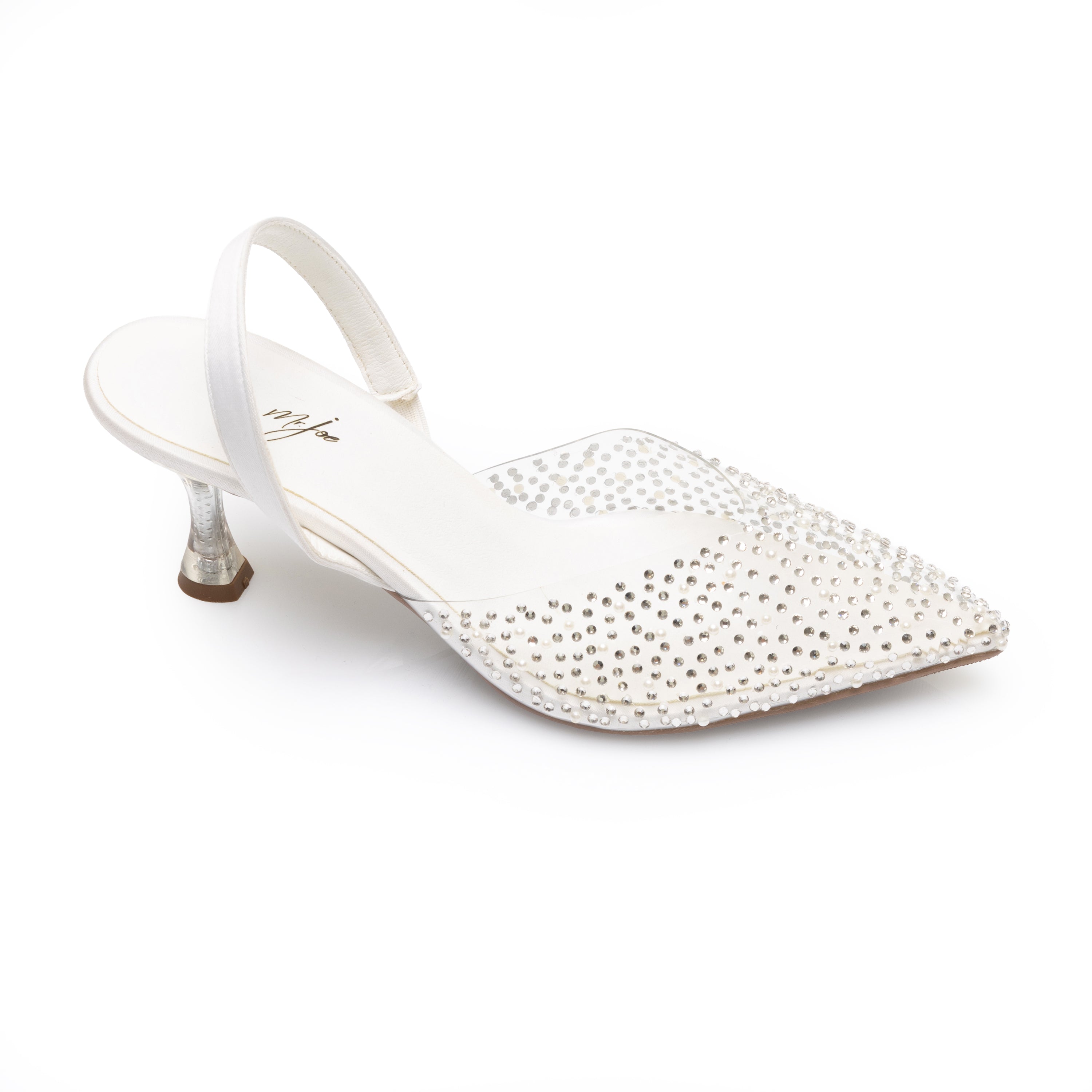 Crystal Clear Pointed Pumps White