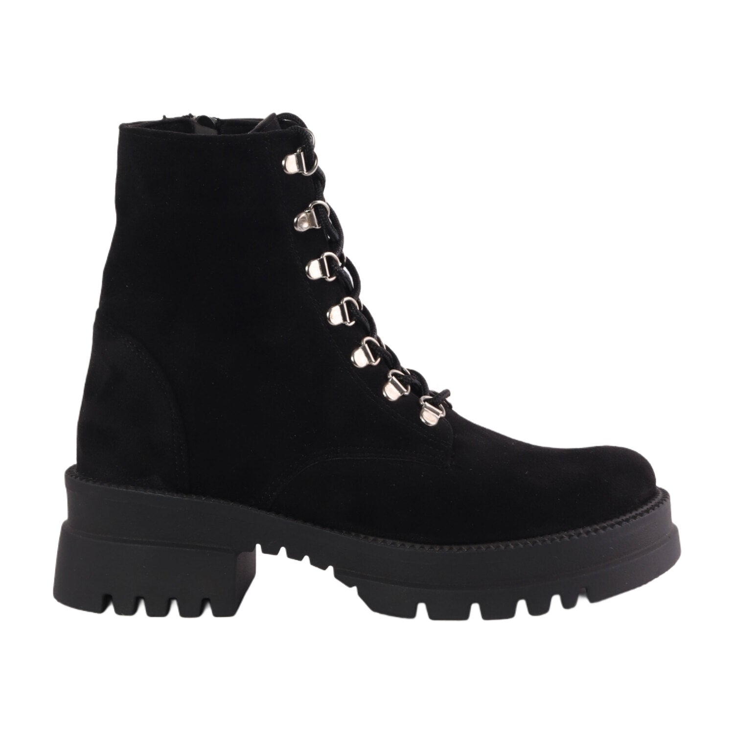 Chunky Lace-Up Combat Boots – Black