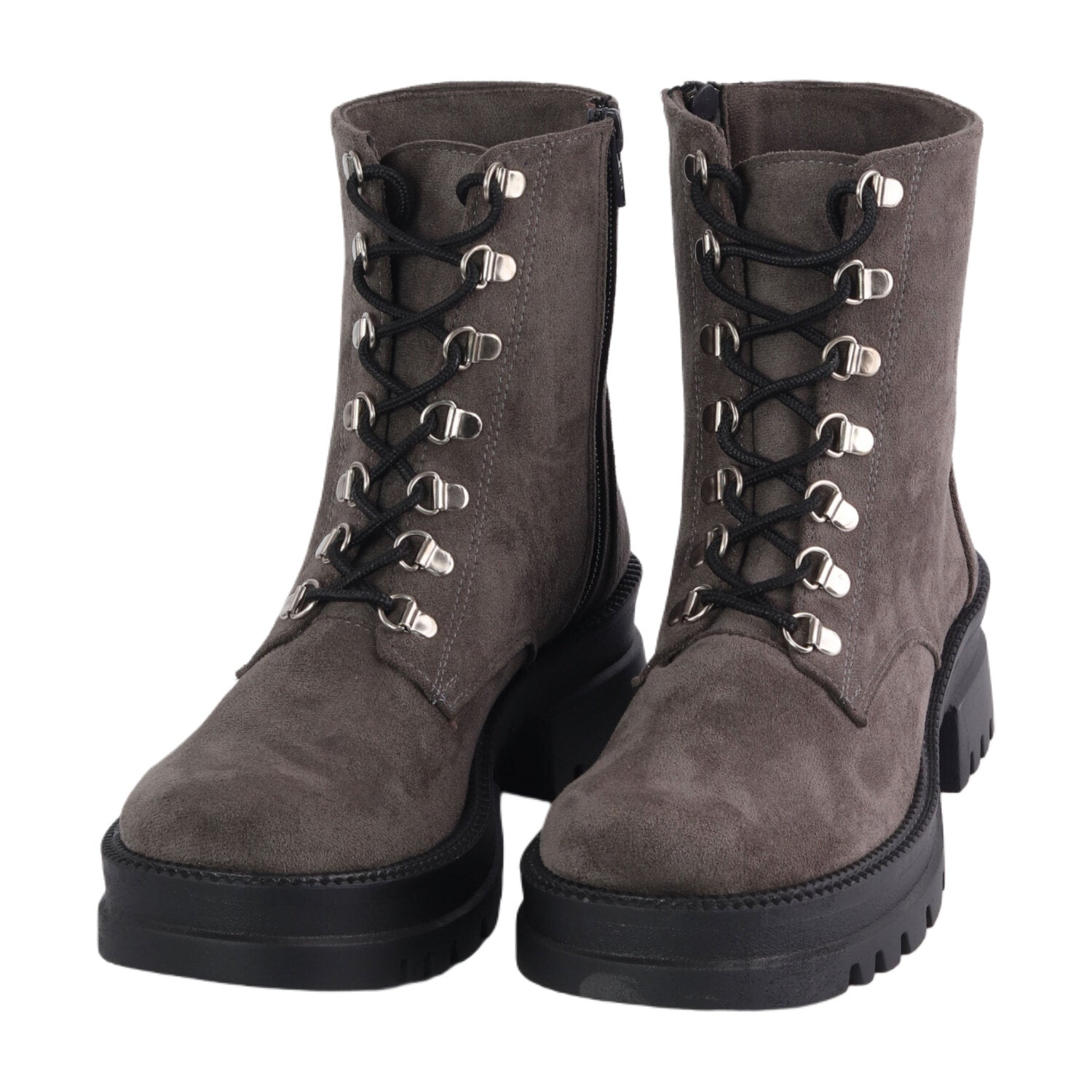 Chunky Lace-Up Combat Boots – Grey