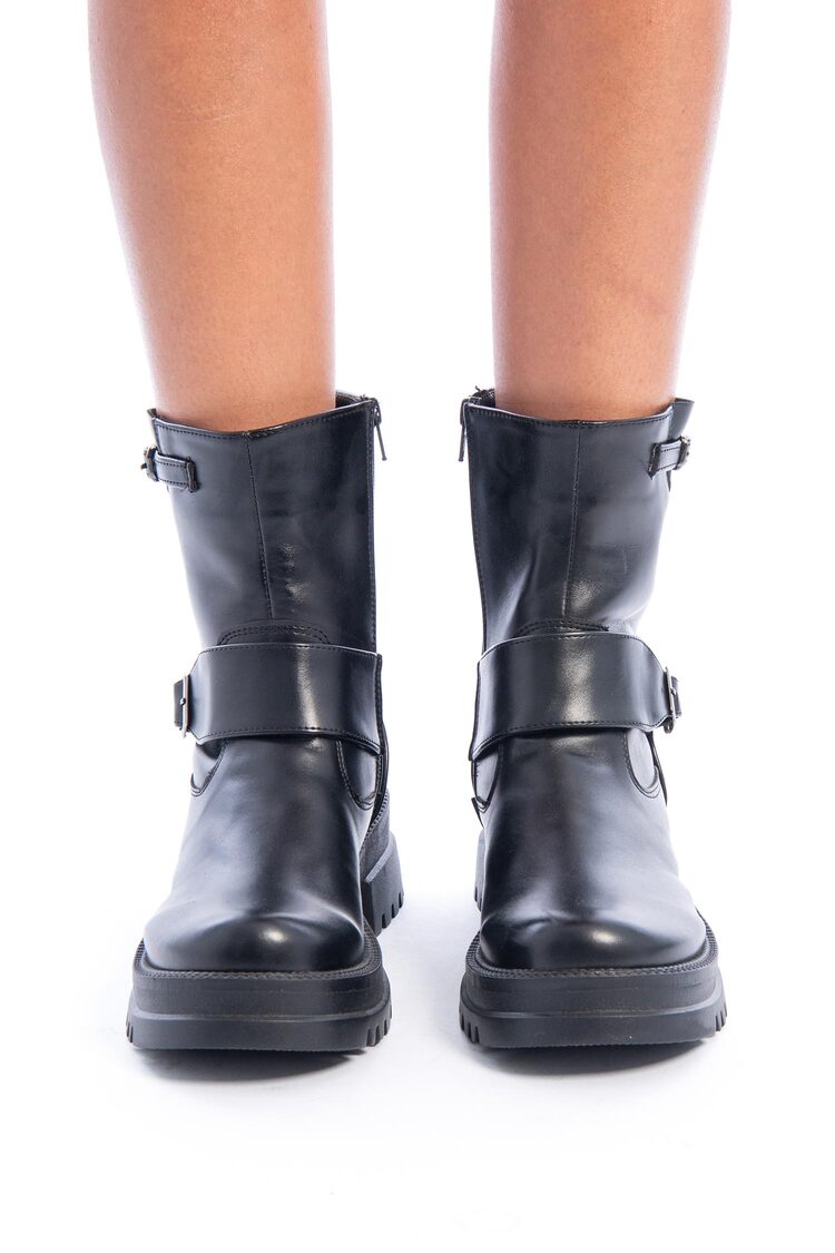 Biker Buckle Boots – Black