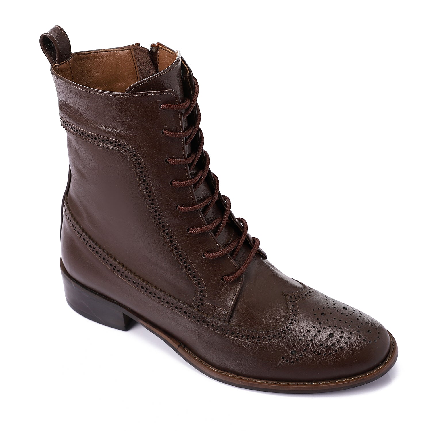 Classic Lace-Up Leather Boots ƒ?? Chocolate Brown