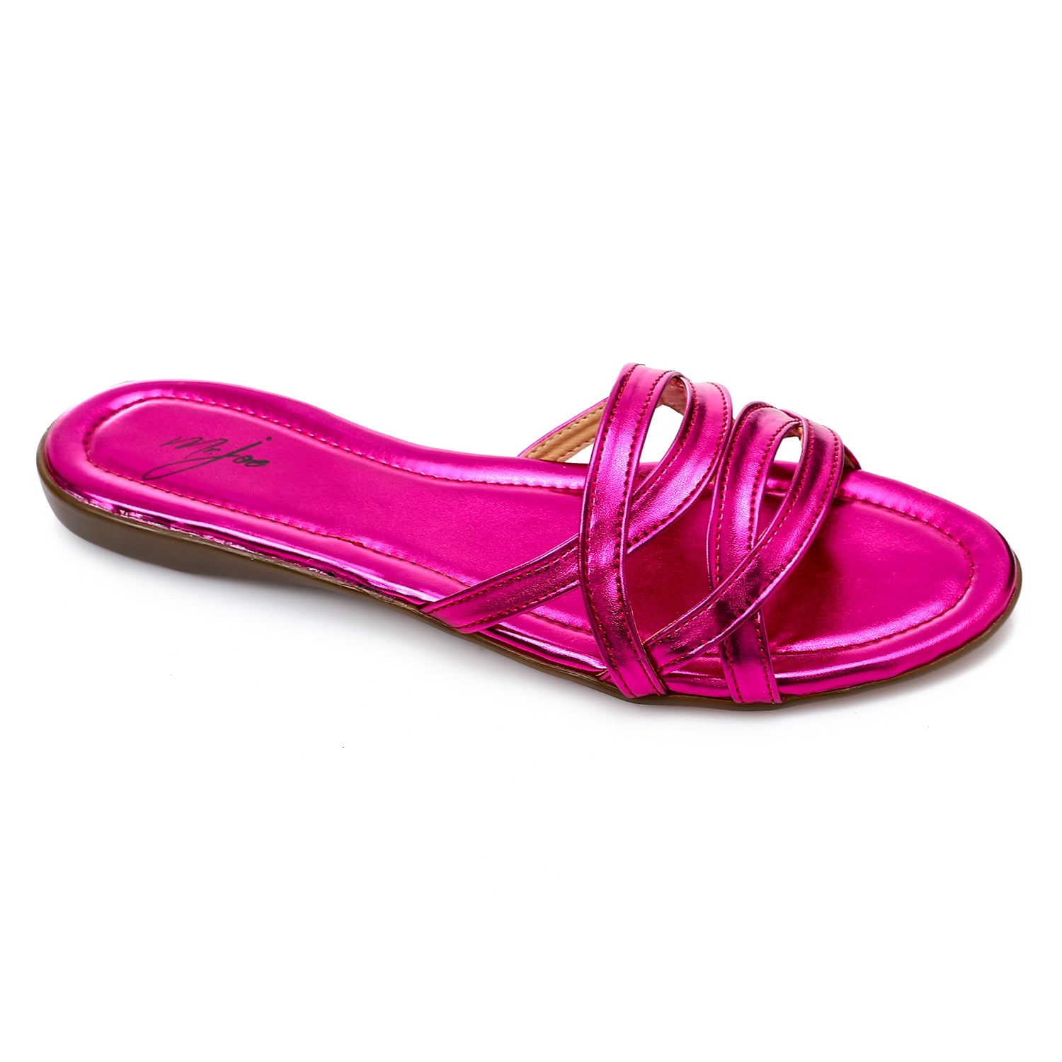 Cross-Strap Flat Slides ƒ?? Fuchsia