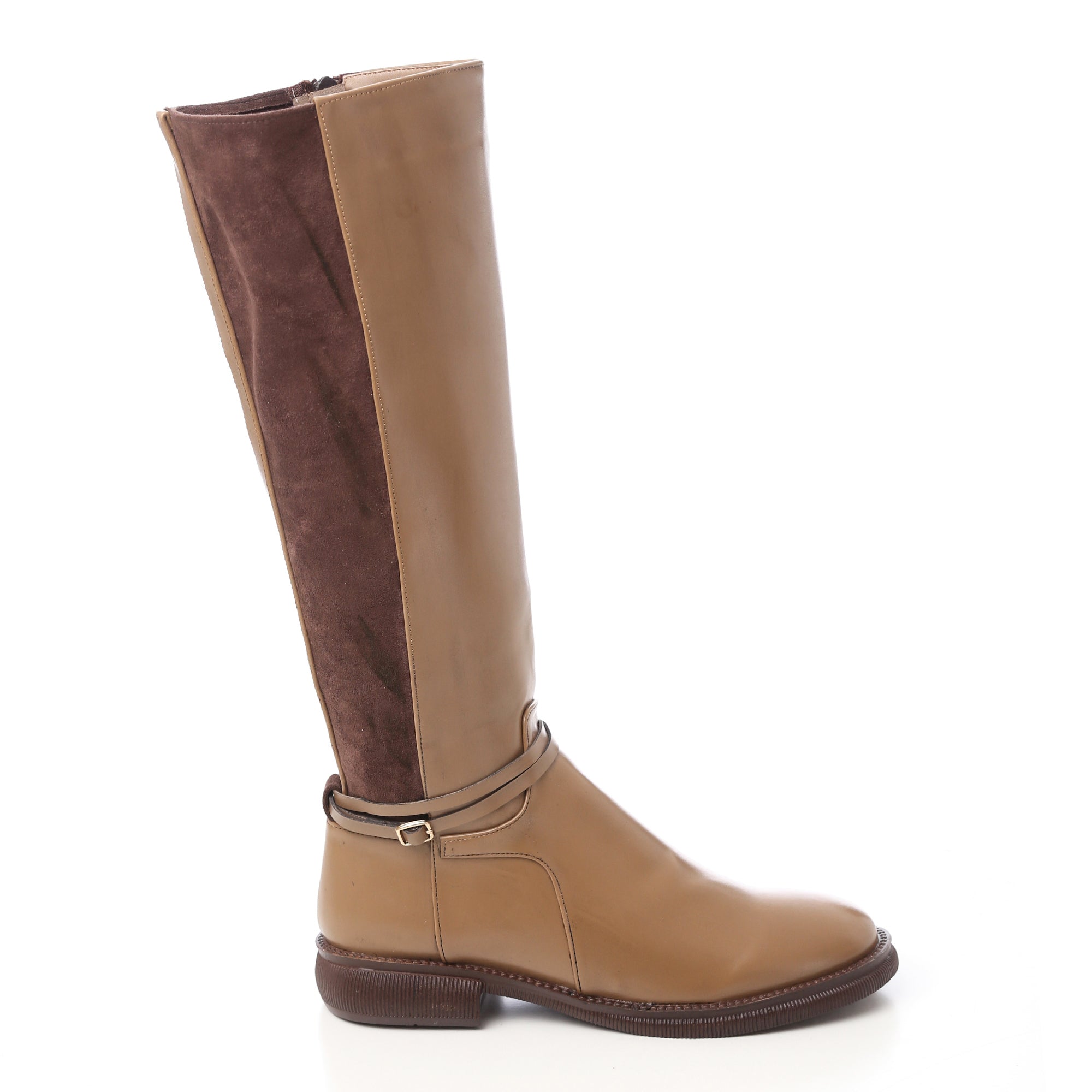 Two-Tone Suede & Leather Knee Boots ƒ?? Camel & Brown