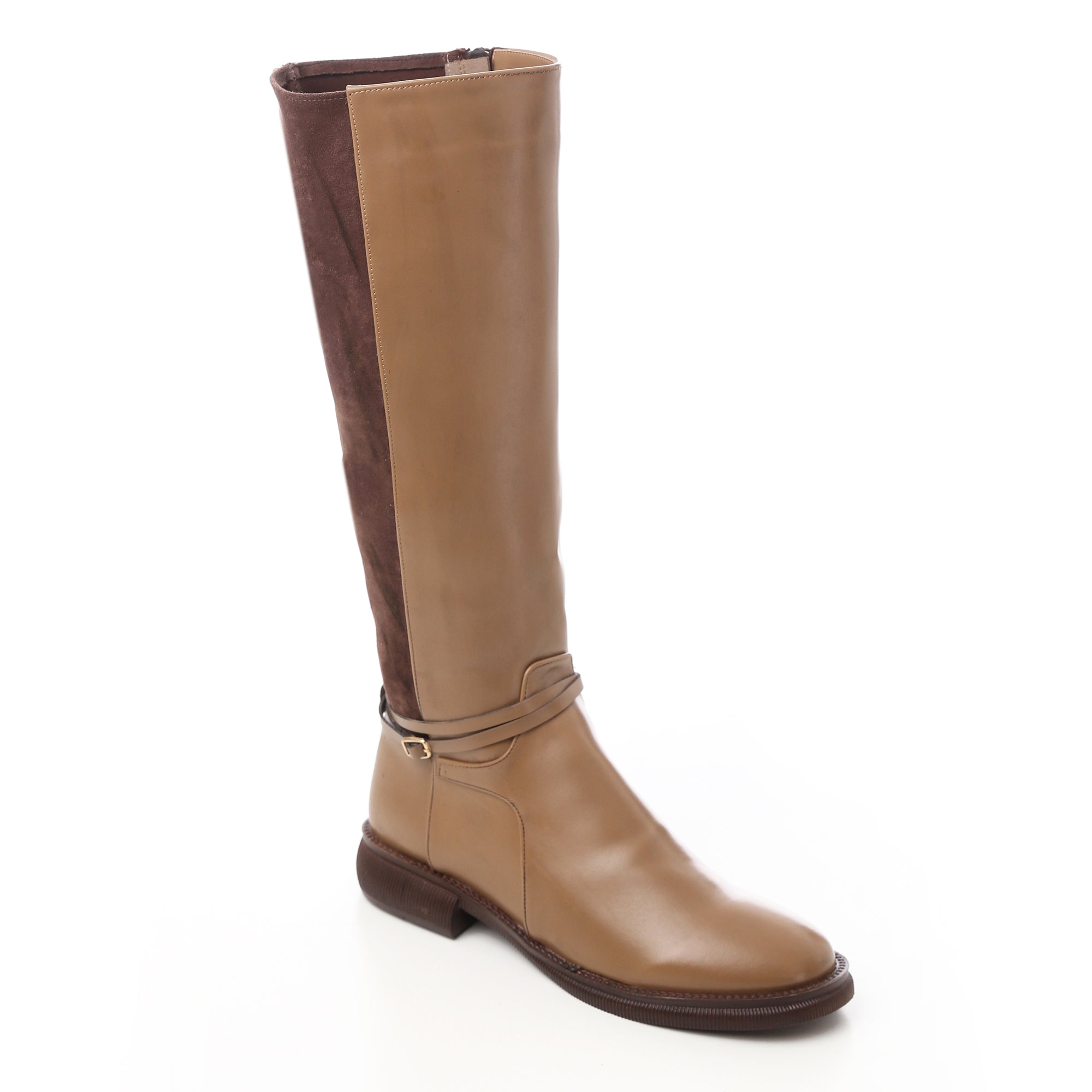 Two-Tone Suede & Leather Knee Boots ƒ?? Camel & Brown