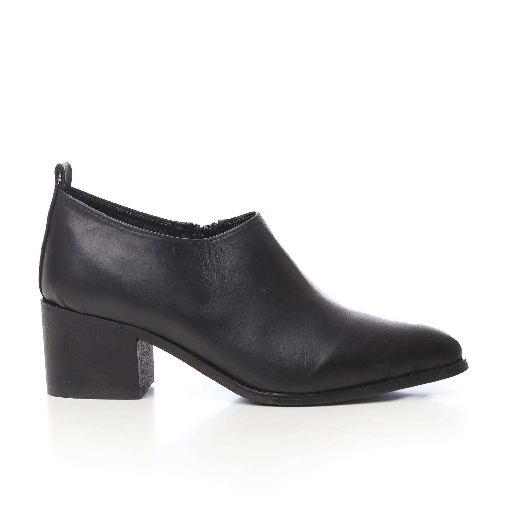 Leather Block Heel Ankle Boots ƒ?? Black