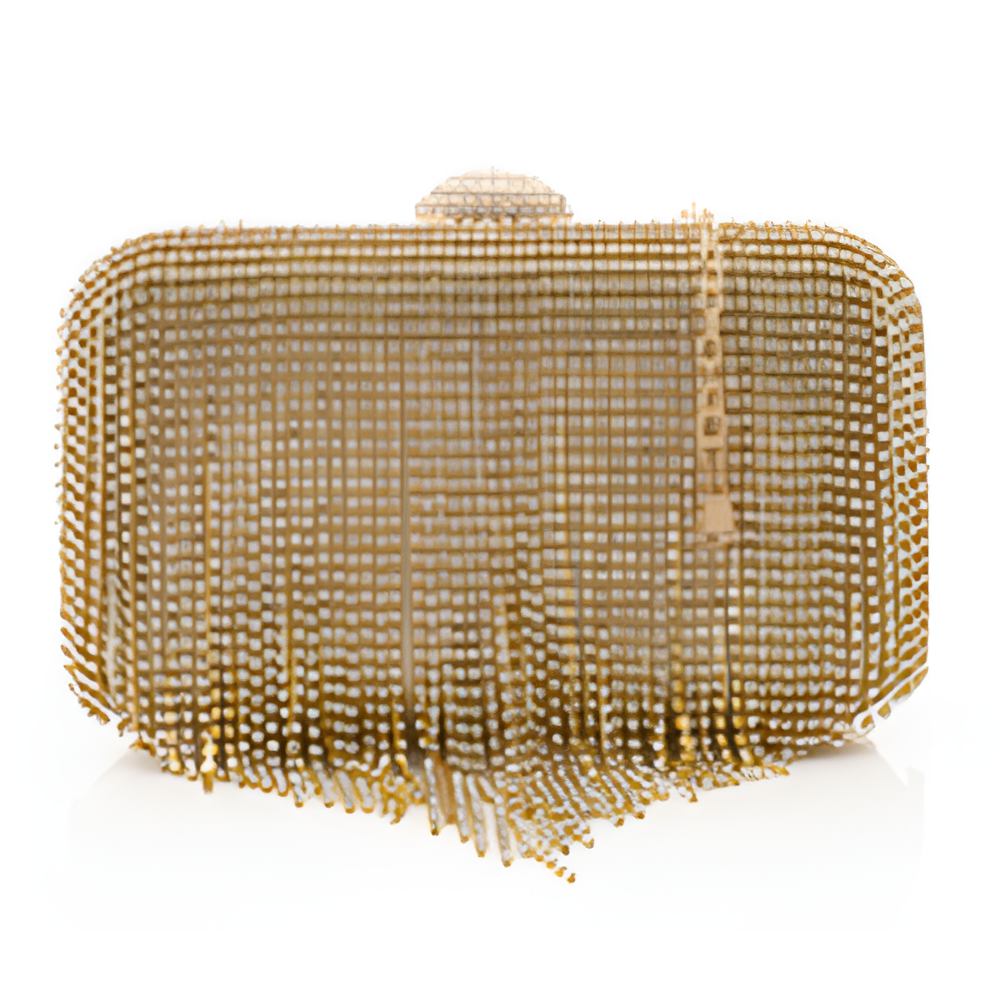 Fringe Rhinestone Evening Clutch ƒ?? Gold
