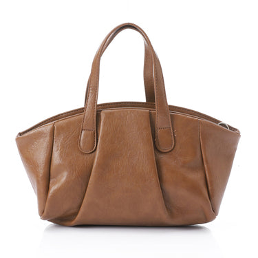 Classic Pleated Faux Leather Handbag ƒ?? Brown
