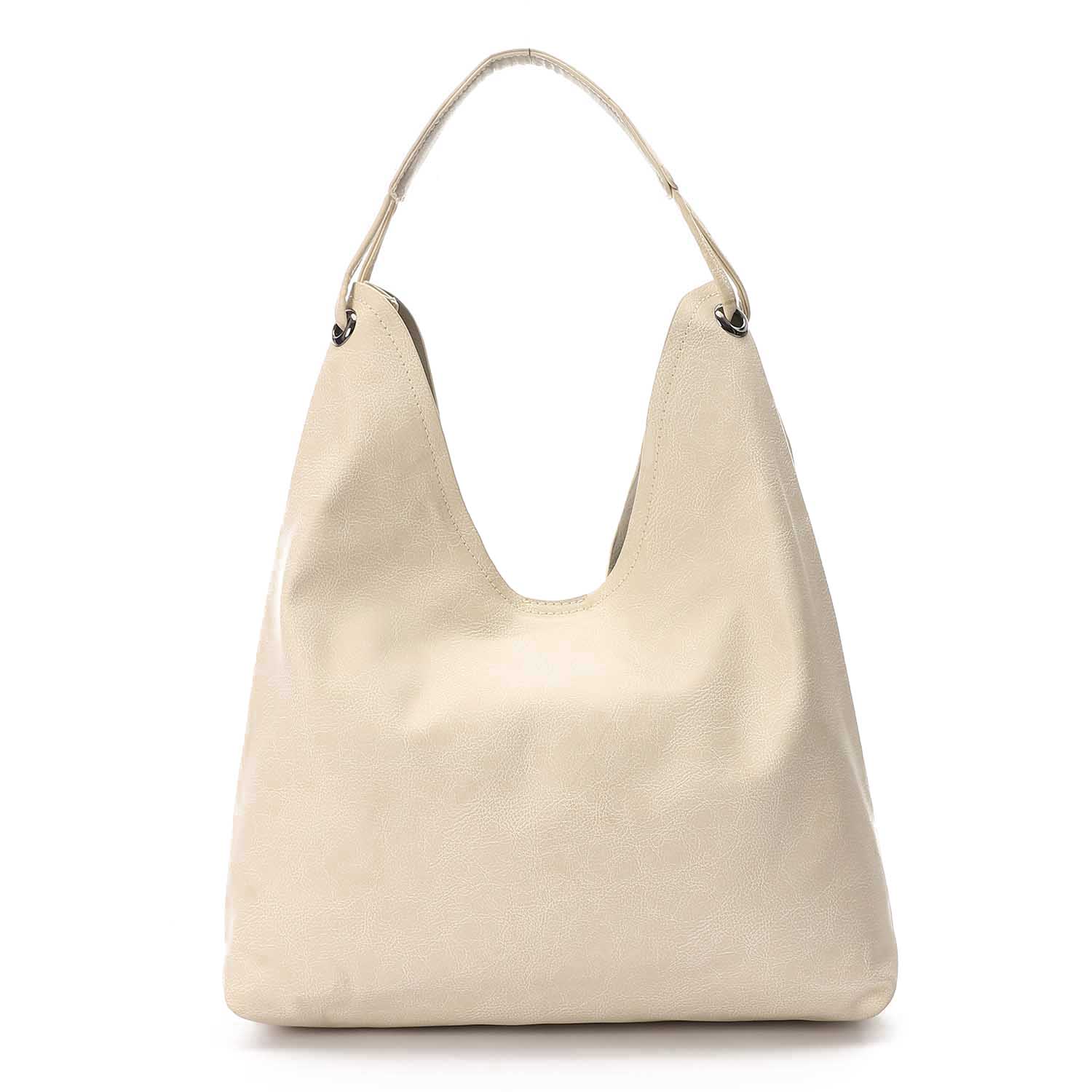 Classic Oversized Hobo Shoulder Bag - Beige