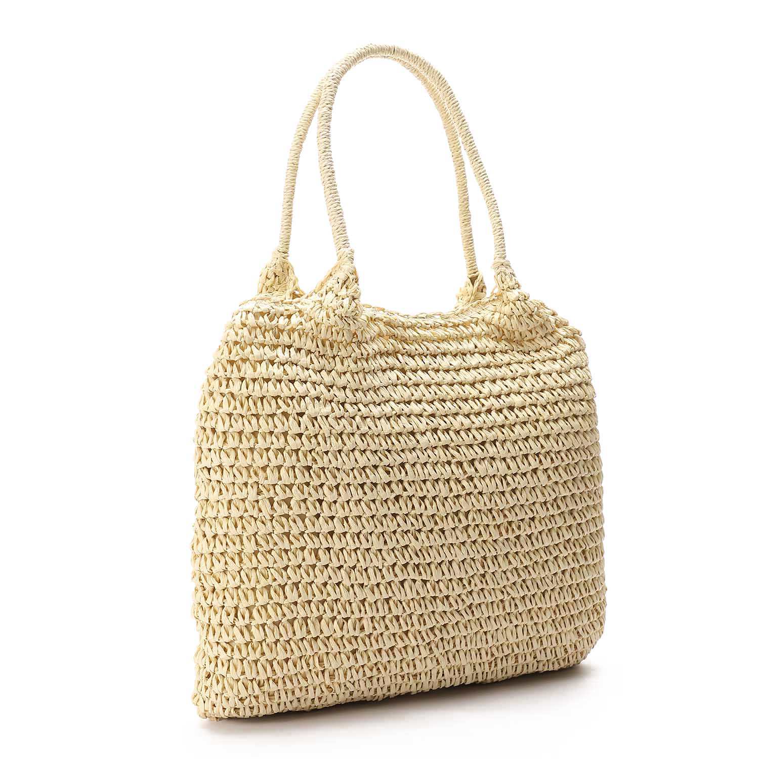 Handwoven Straw Tote Bag Beige