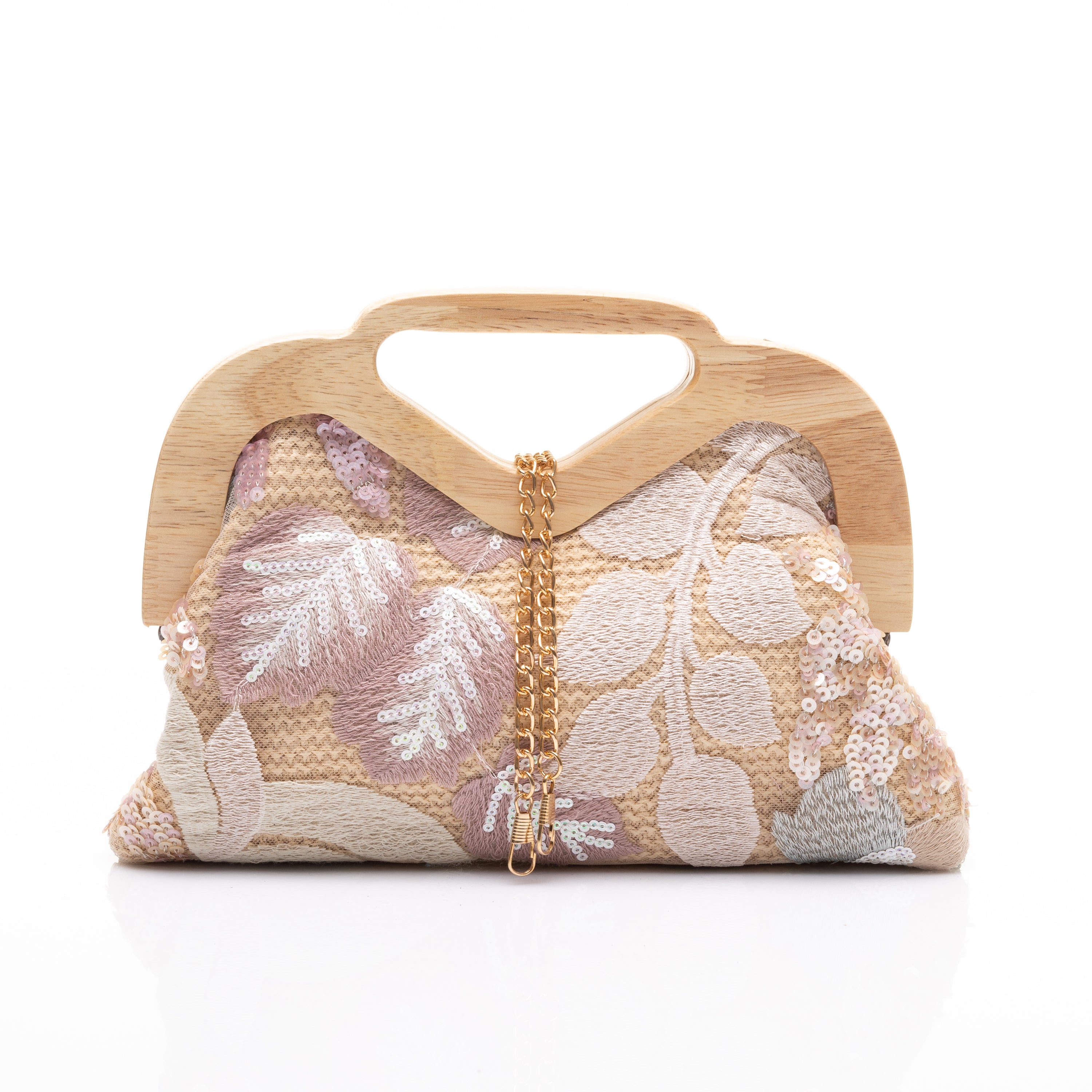 Pastel Garden Crochet Wooden Frame Bag Pink
