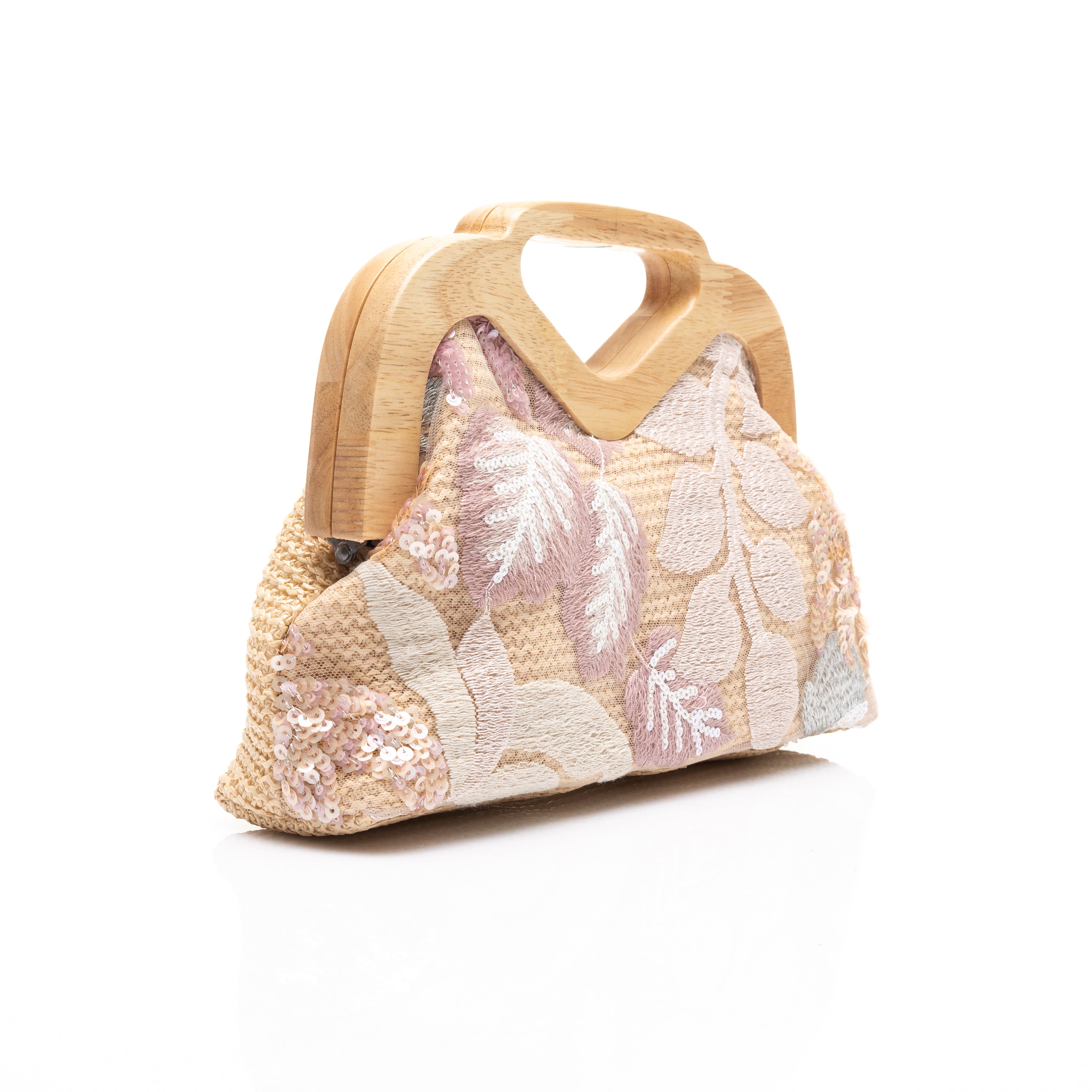 Pastel Garden Crochet Wooden Frame Bag Pink
