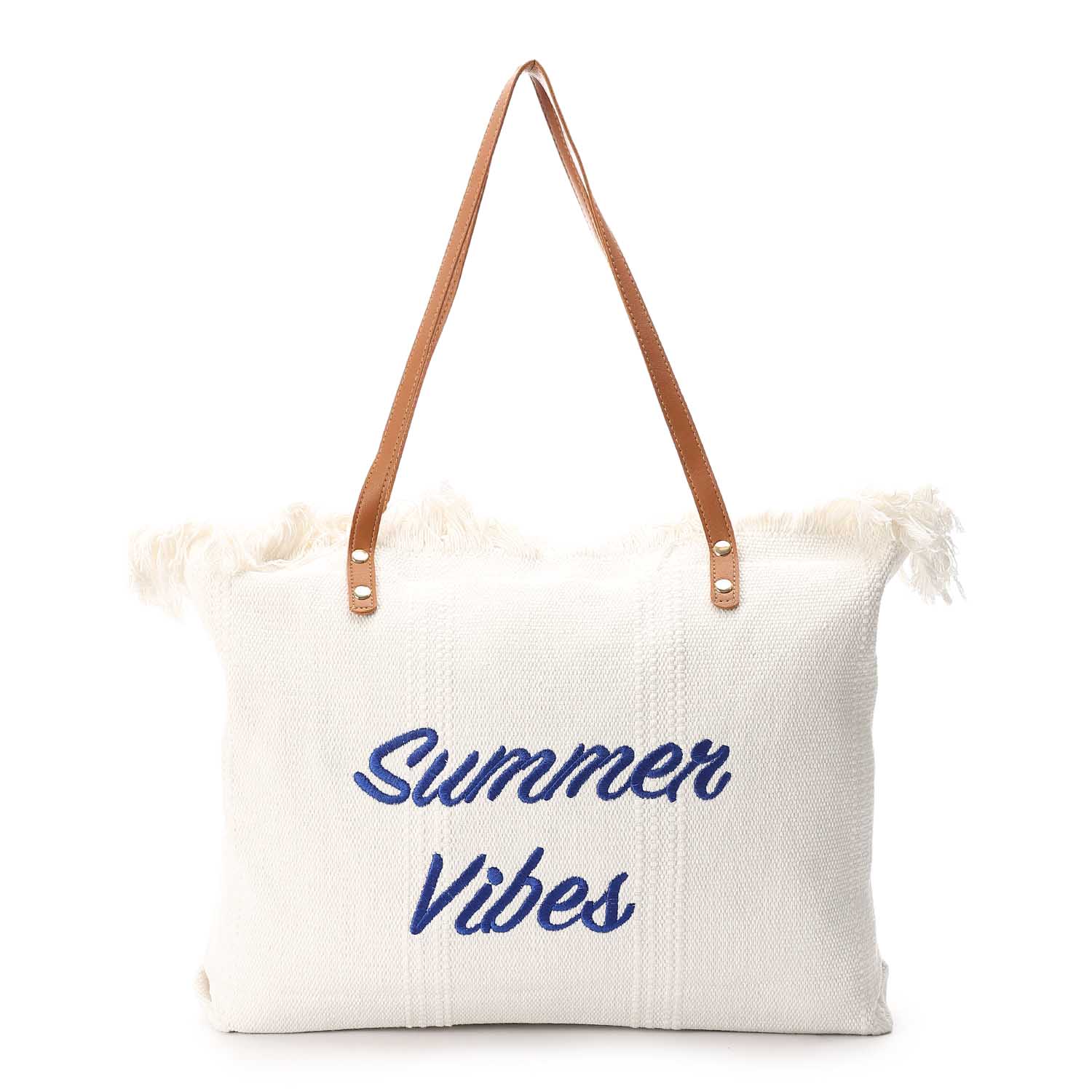 Summer Vibes Canvas Tote Bag – White