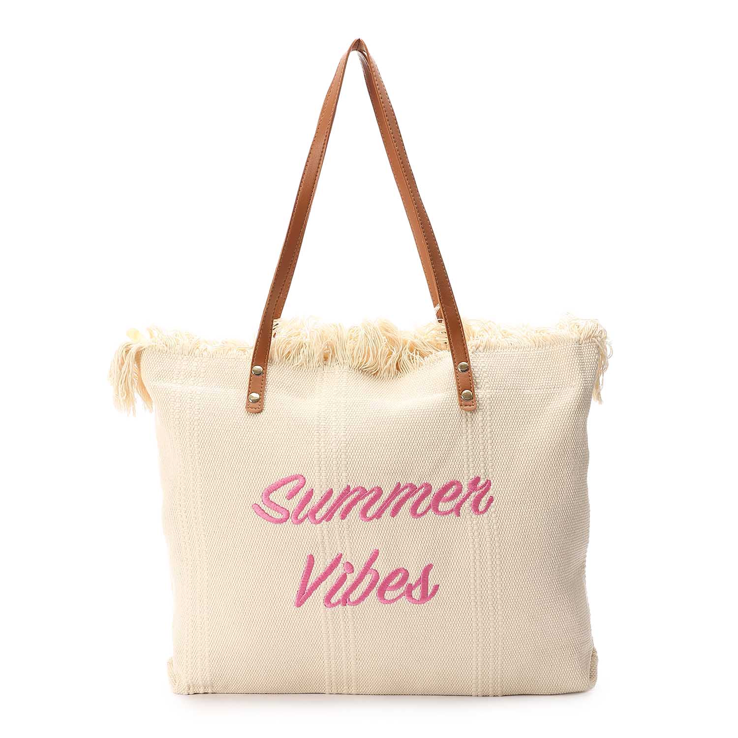 Summer Vibes Canvas Tote Bag β Beige