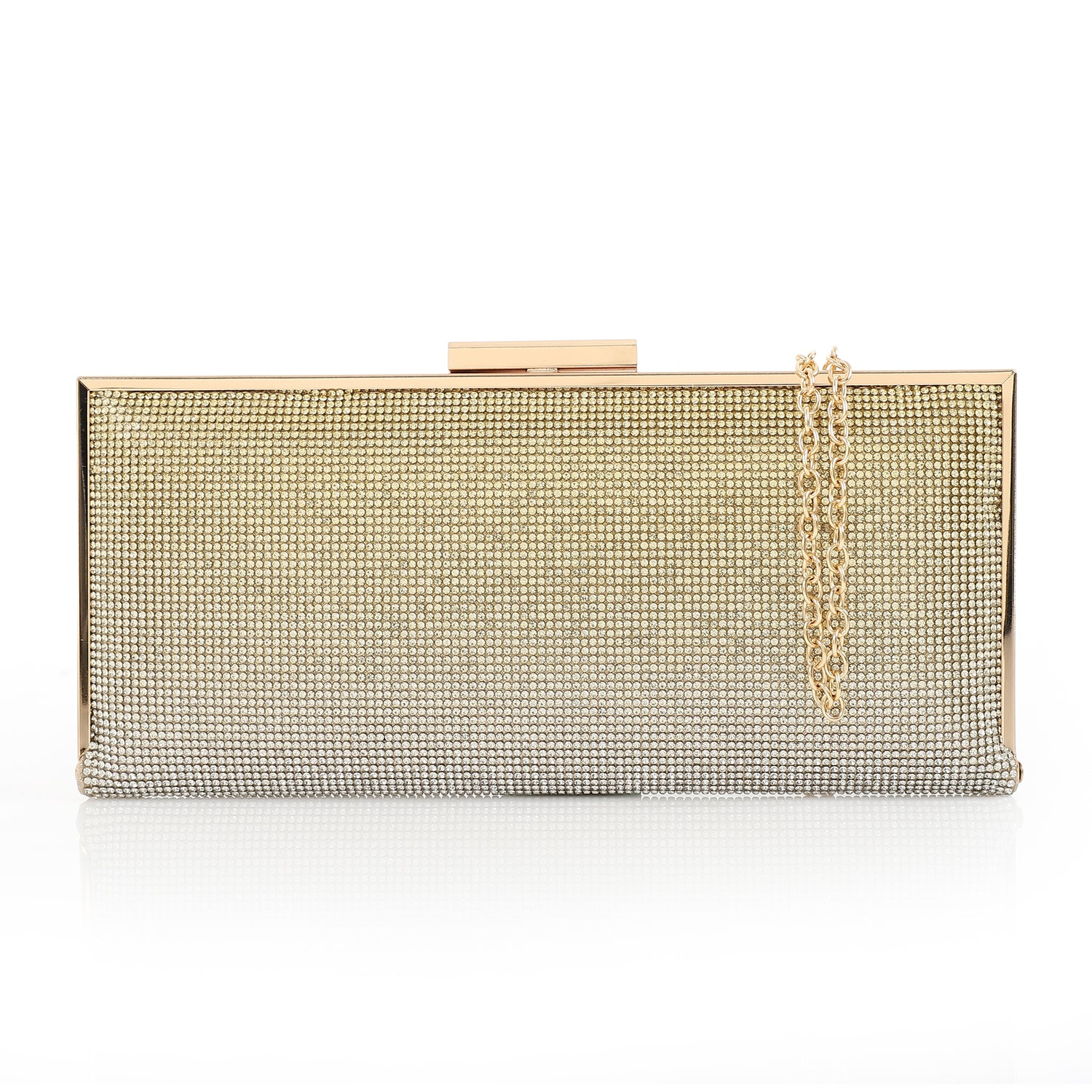 Celestial Shine Rhinestone Box Clutch – Gold