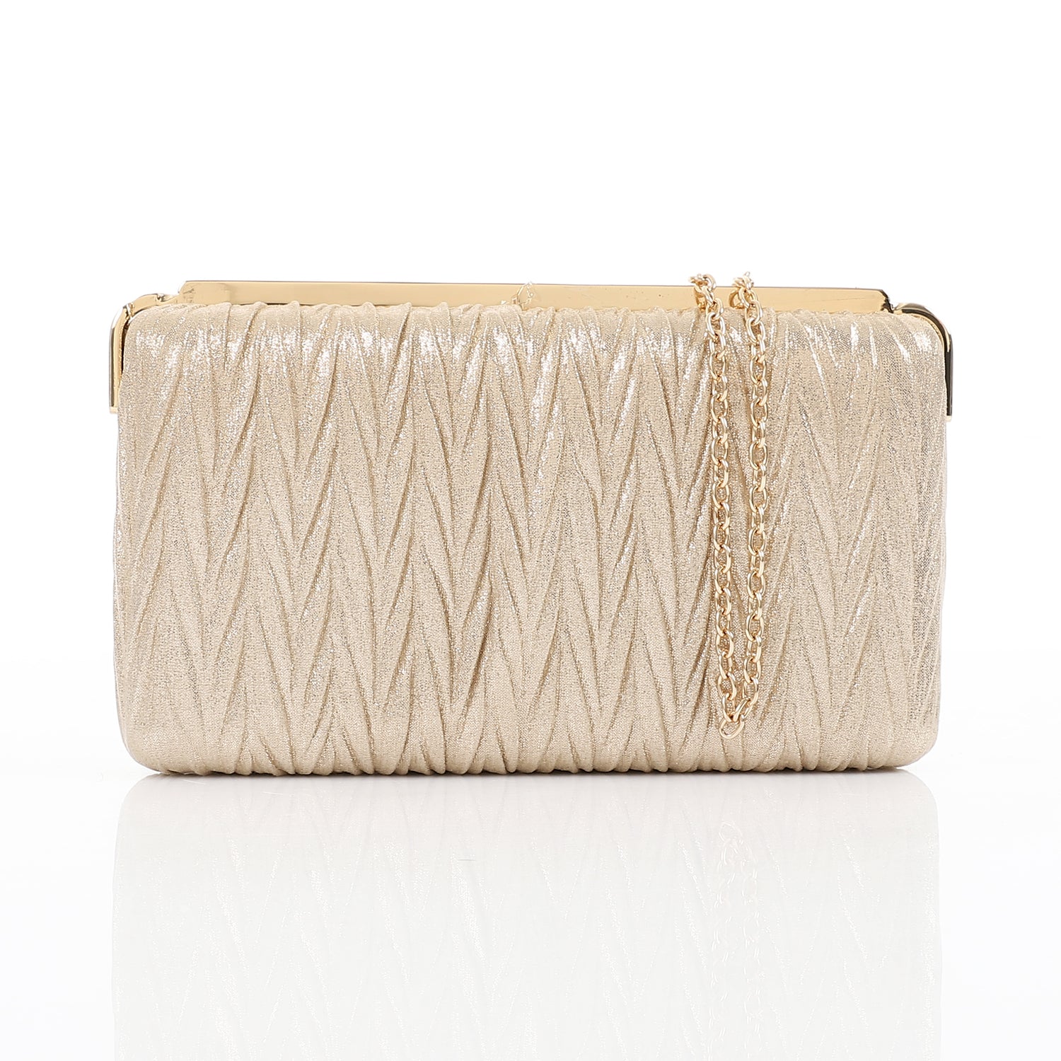 Textured Satin Clutch – Gold