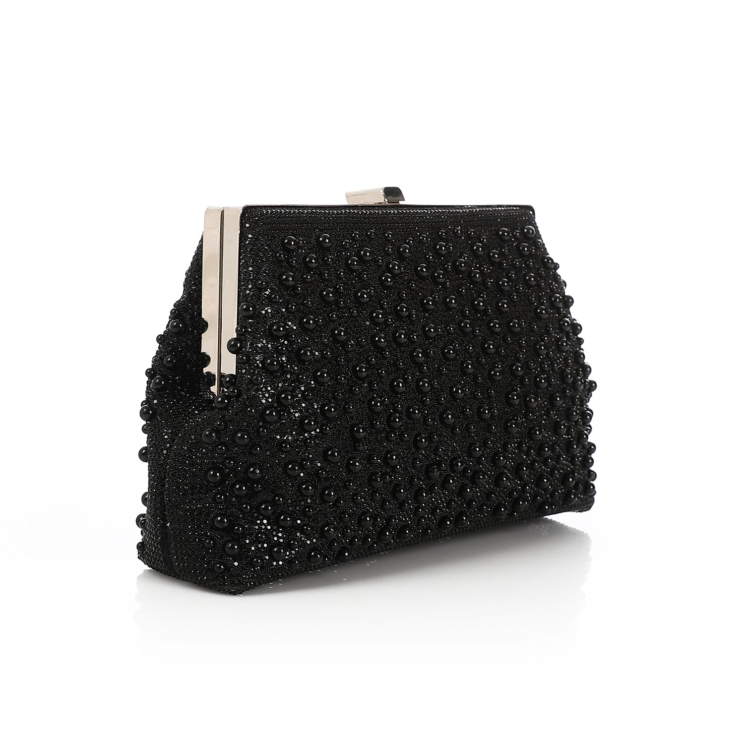 Pearl Embellished Evening Clutch Black