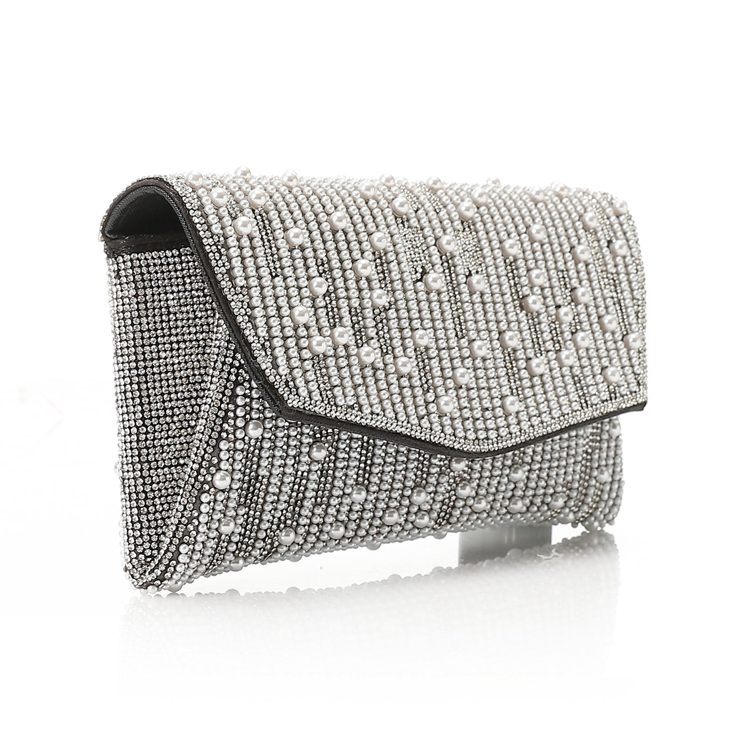 Structured Glitter Clutch - Dark Grey