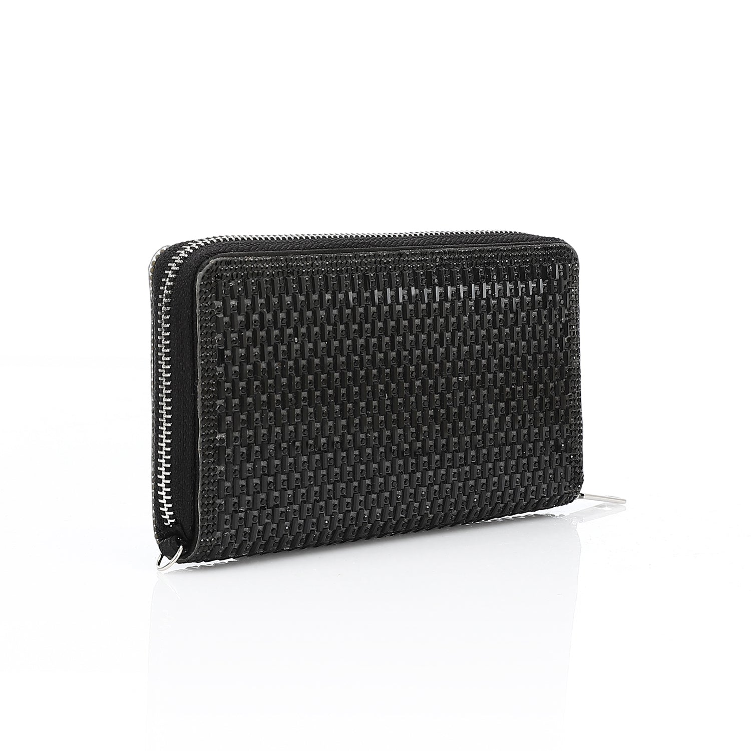 Crystal Zip Wallet - Black