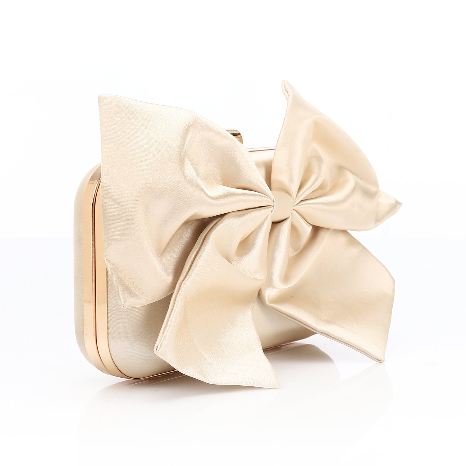 Satin Bow Evening Clutch β Gold