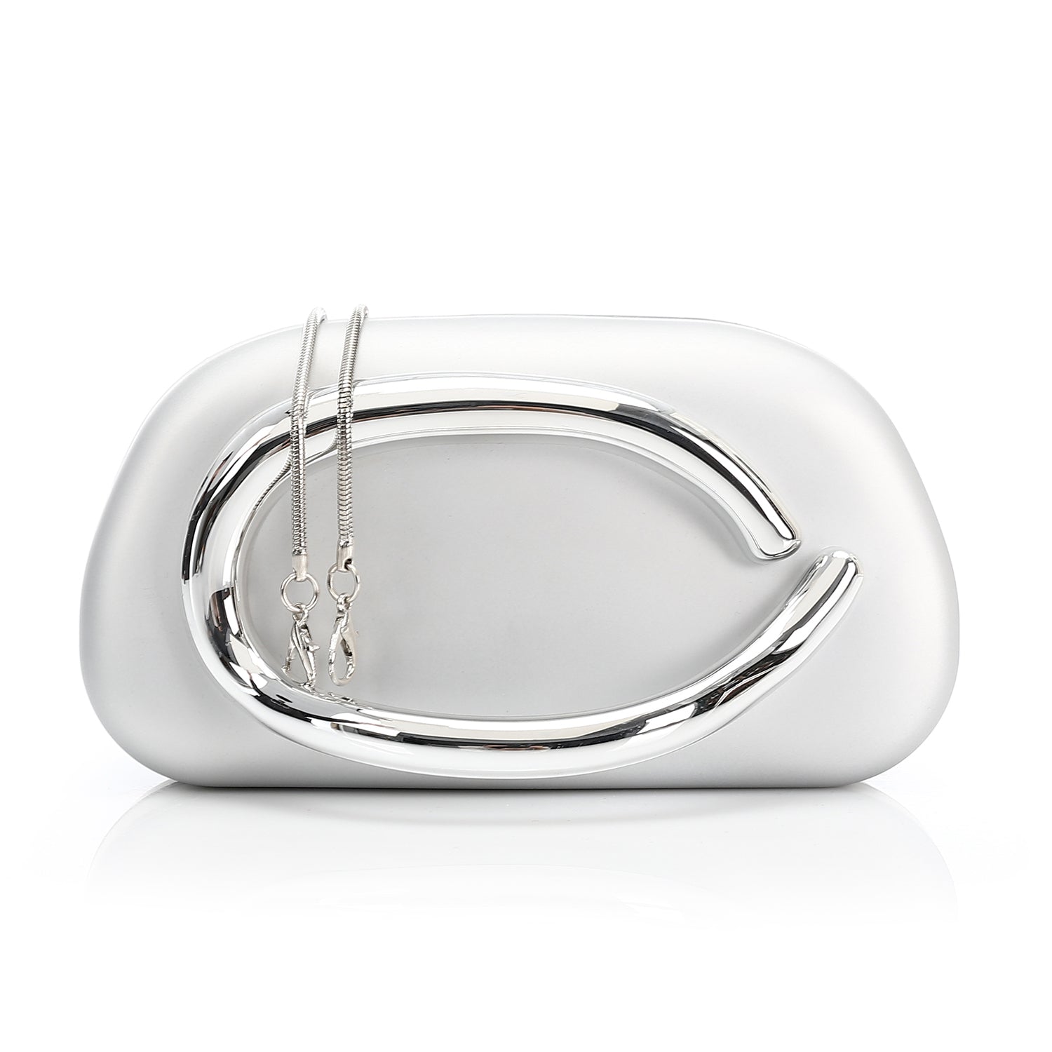 Statement Handle Clutch Silver