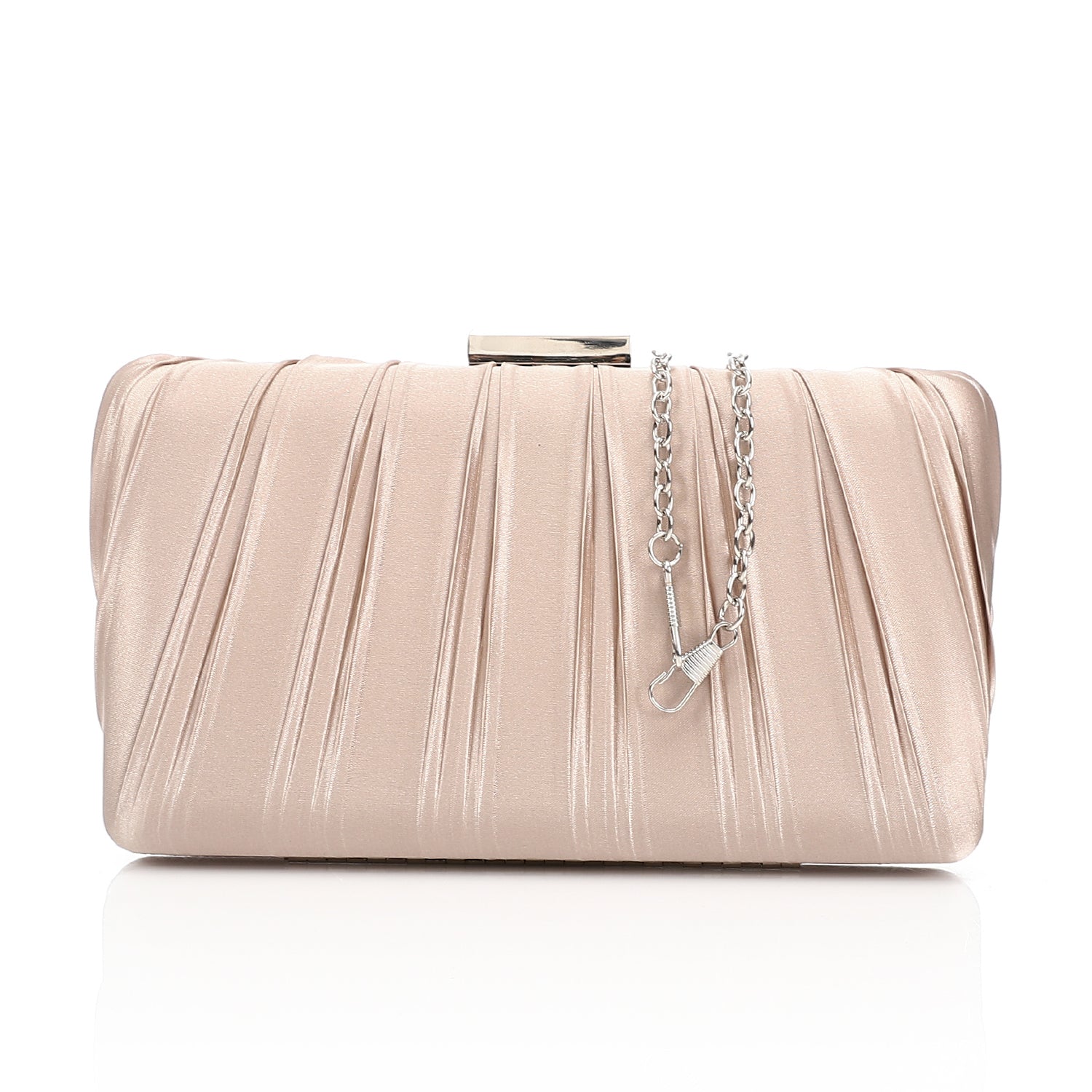 Pleated Satin Evening Clutch Bag Pink