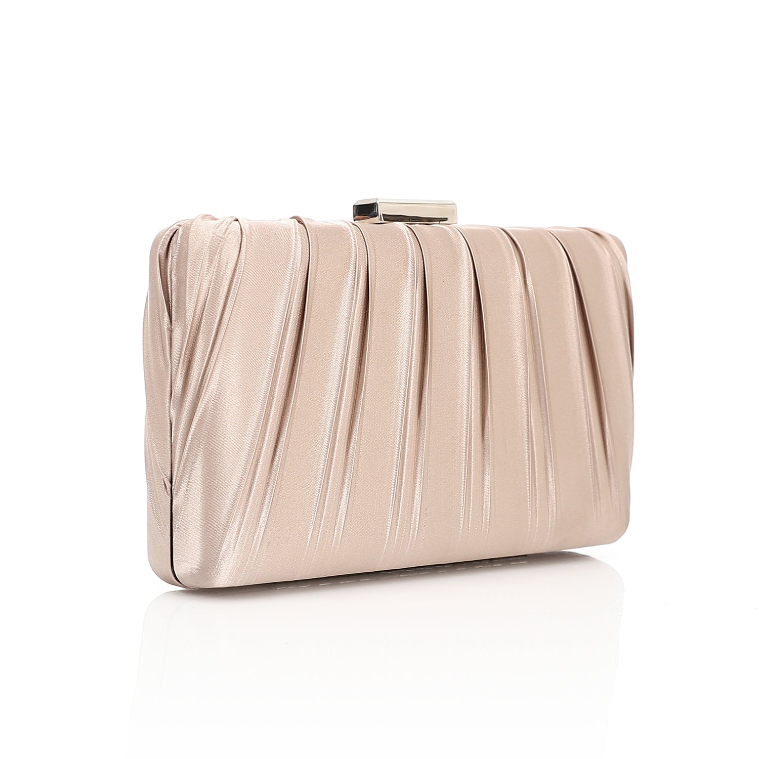 Pleated Satin Evening Clutch Bag Pink