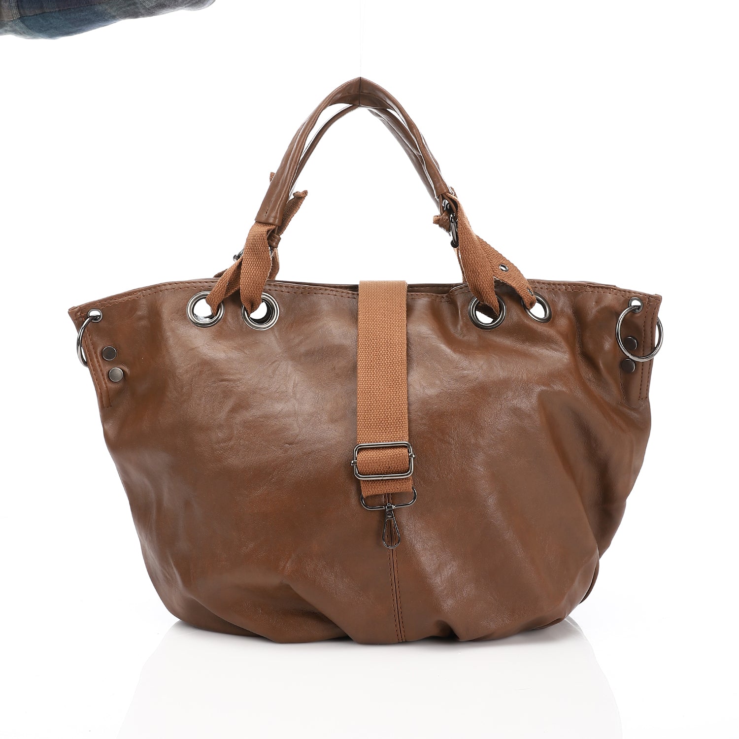 Oversized Faux Leather Multi-Functional Tote Bag Brown