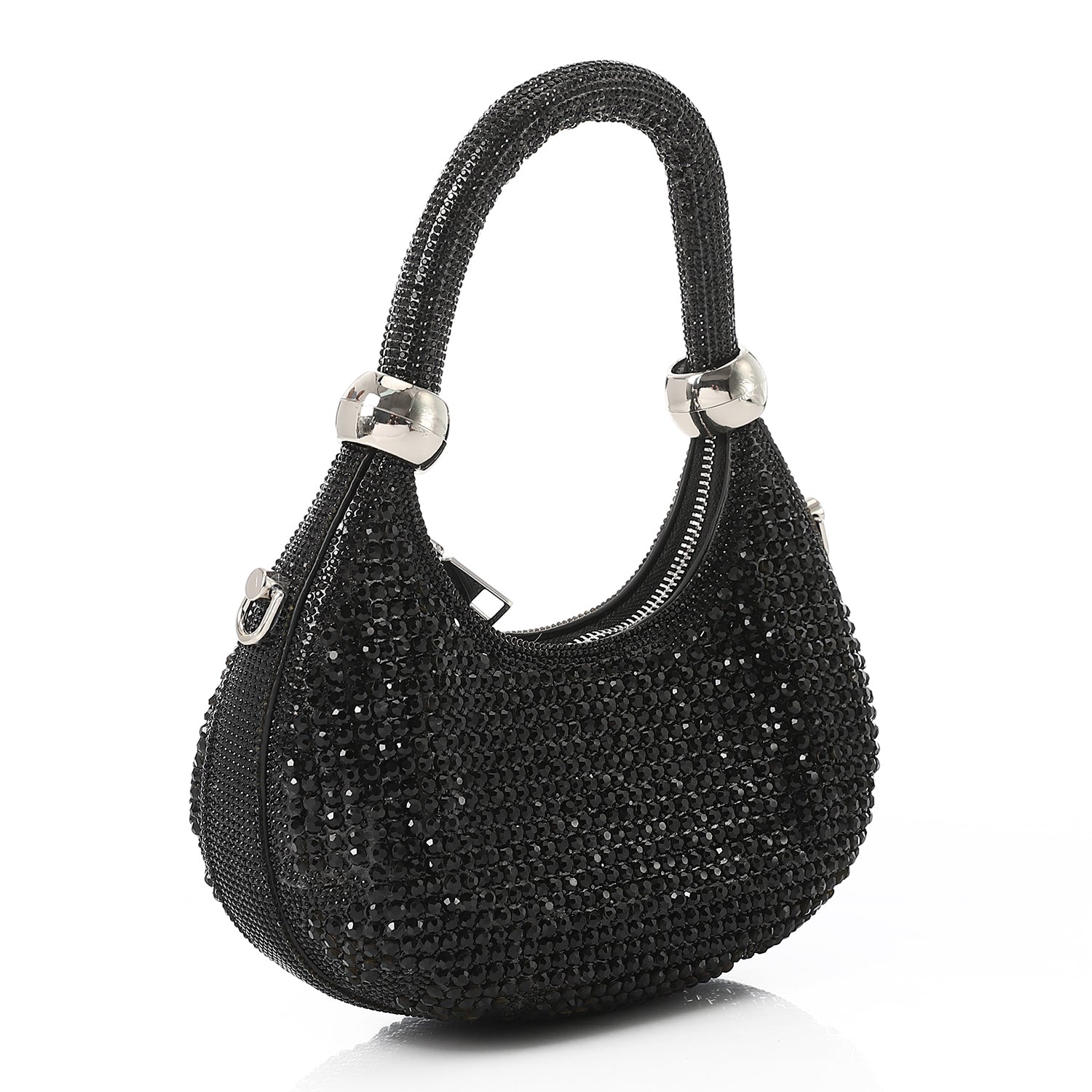Crystal-Embellished Evening Handbag Black