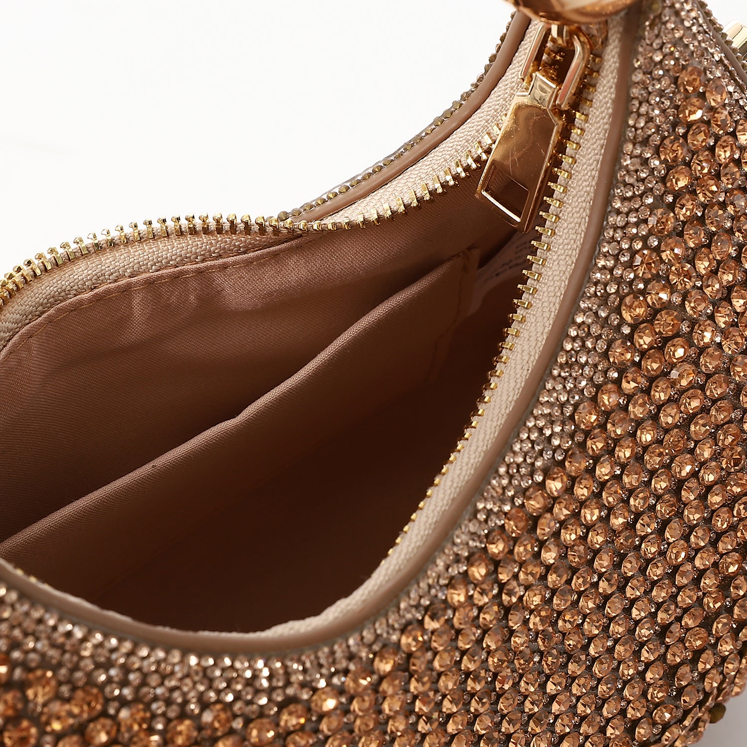 Crystal-Embellished Evening Handbag Champagne