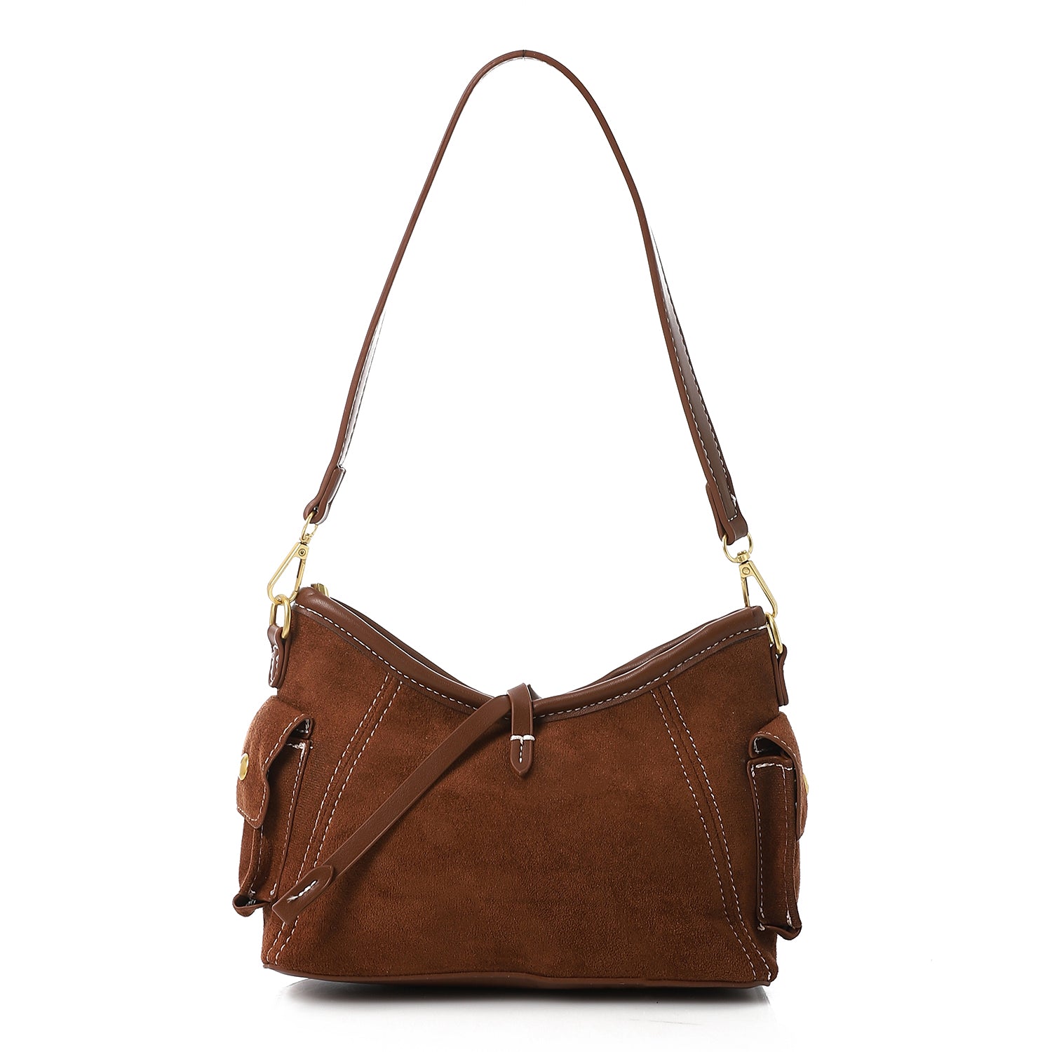 Vintage Retro Handbag with Adjustable Strap Brown