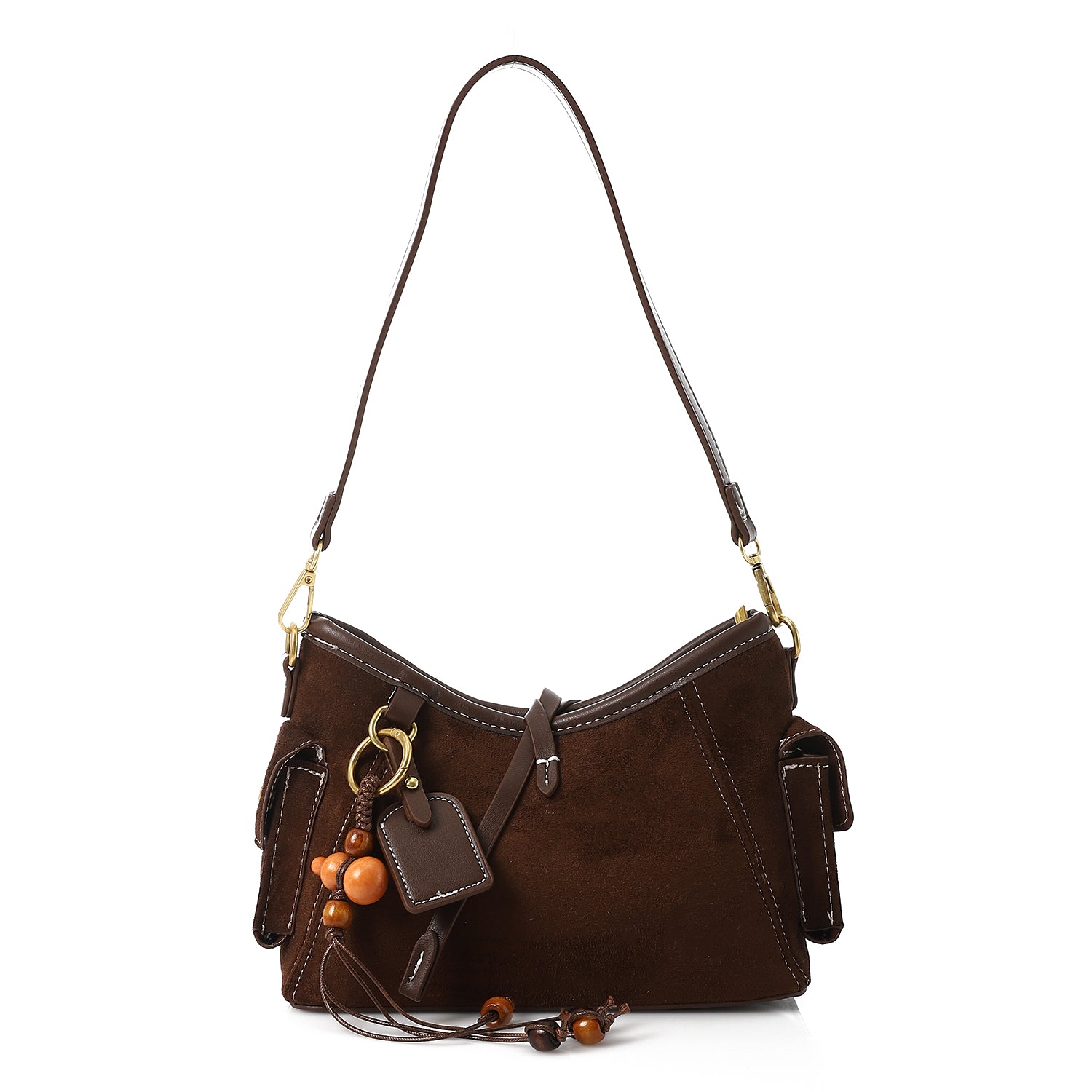 Vintage Retro Handbag with Adjustable Strap Dark Btown