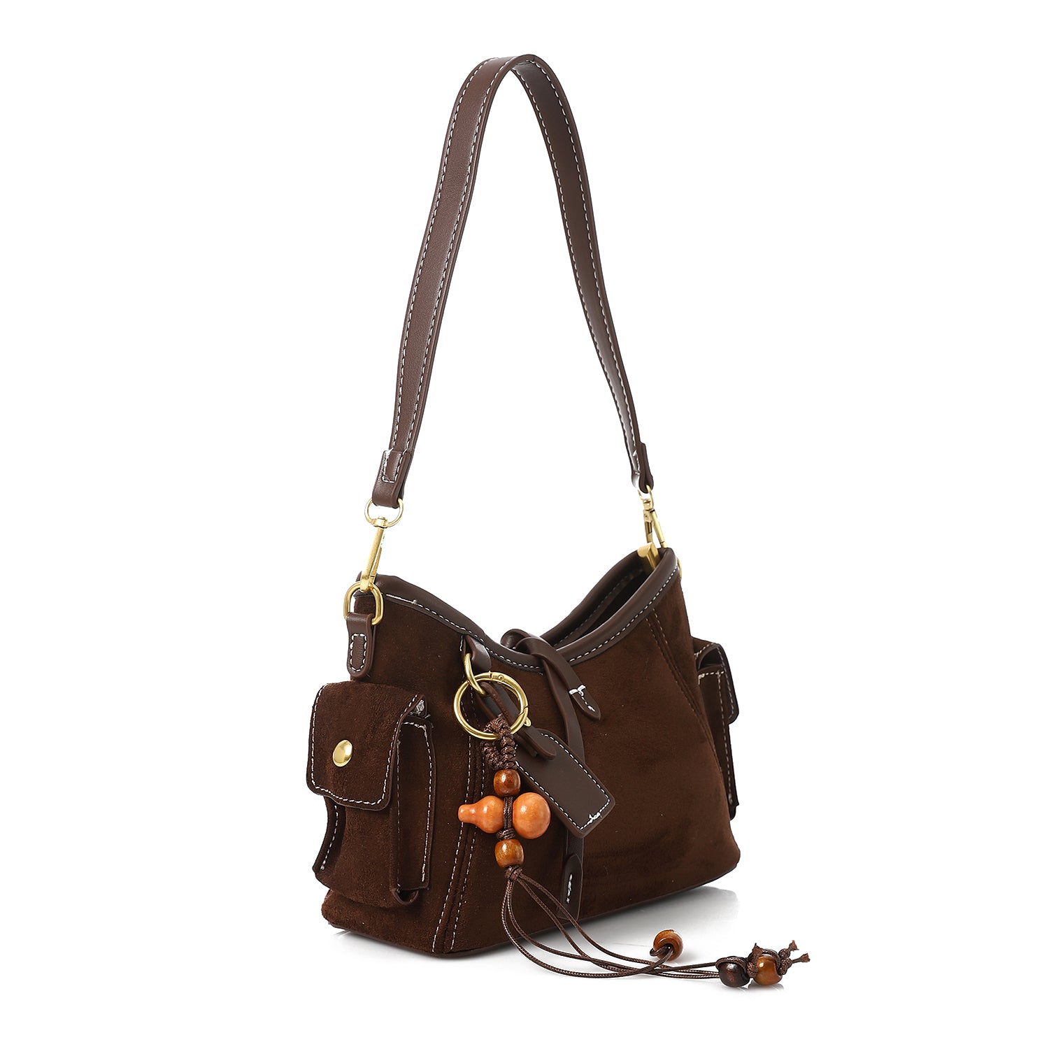 Vintage Retro Handbag with Adjustable Strap Dark Btown