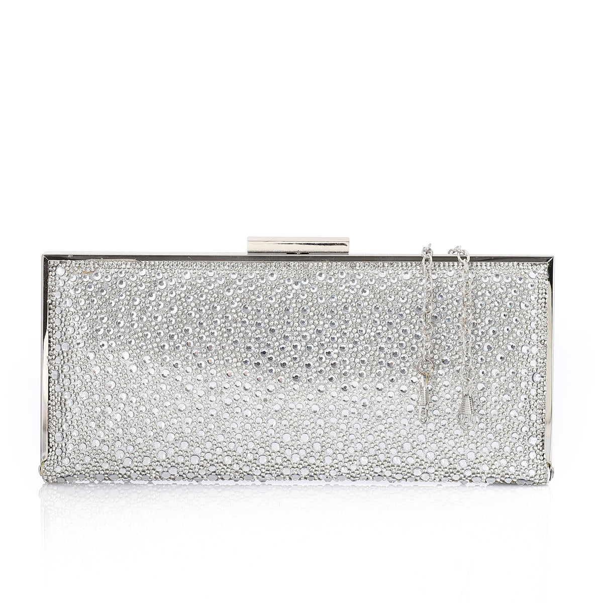 Rhinestone Crystal Evening Clutch Bag Silver