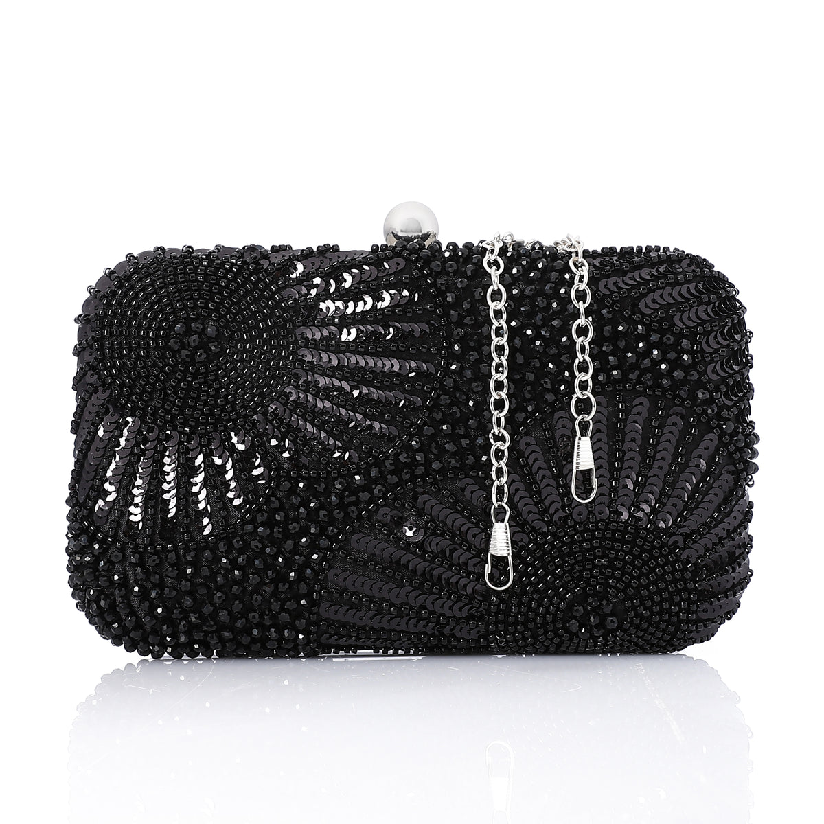 Beaded Sequined Floral Evening Clutch Bag