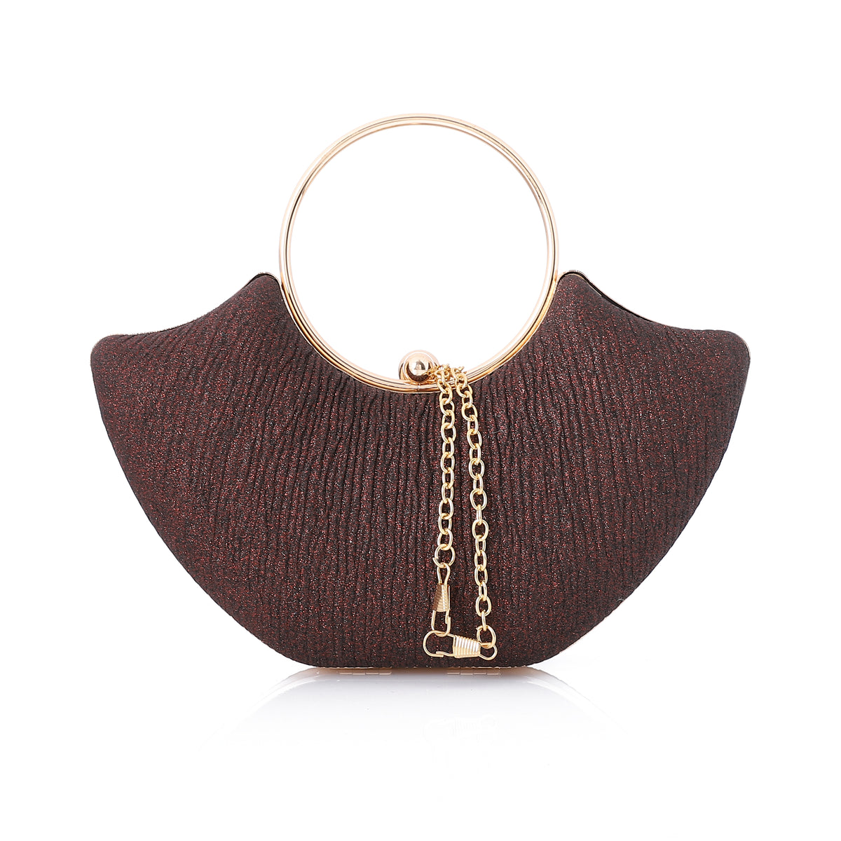Shimmer Fan Top-Handle Evening Clutch Burgundy