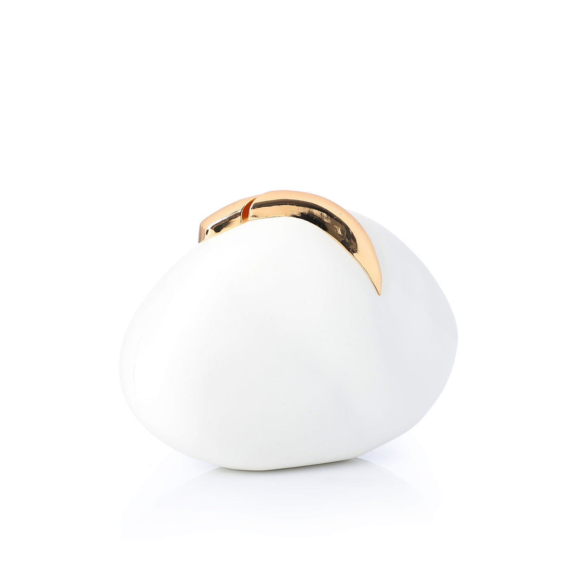 Sculptural Pebble Hard-Shell Evening Clutch White