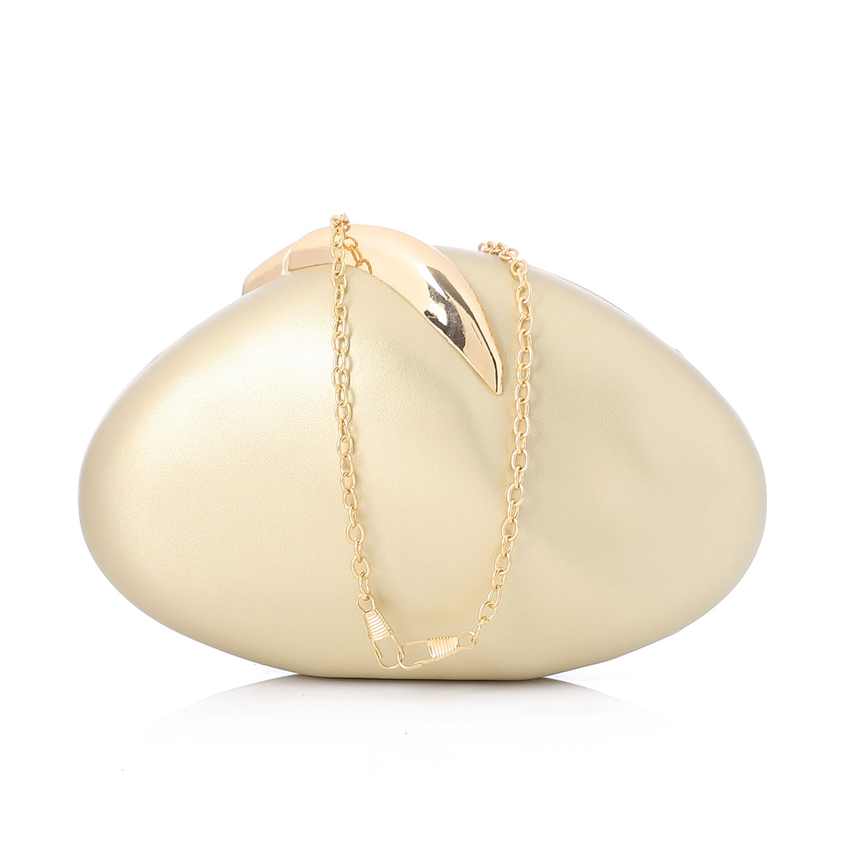 Sculptural Pebble Hard-Shell Evening Clutch Gold