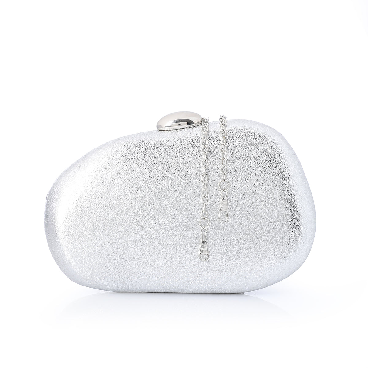 Sculptural Pebble Textured Evening Clutch Silver