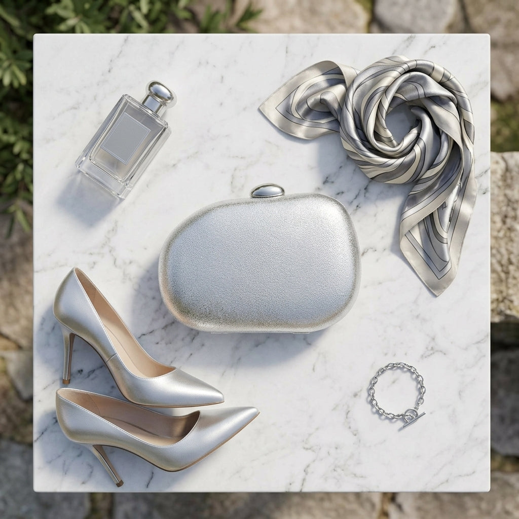 Sculptural Pebble Textured Evening Clutch Silver