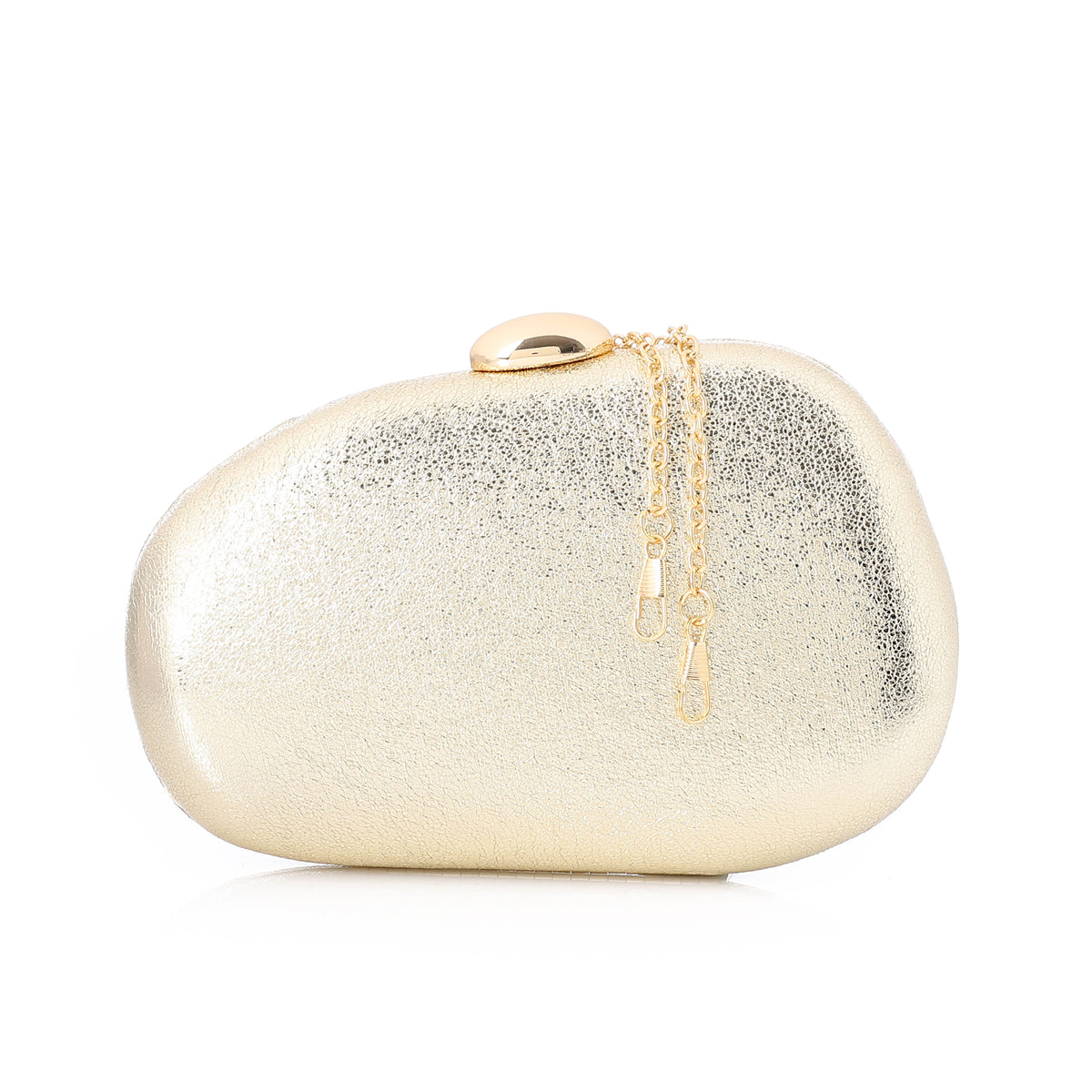 Sculptural Pebble Textured Evening Clutch Gold