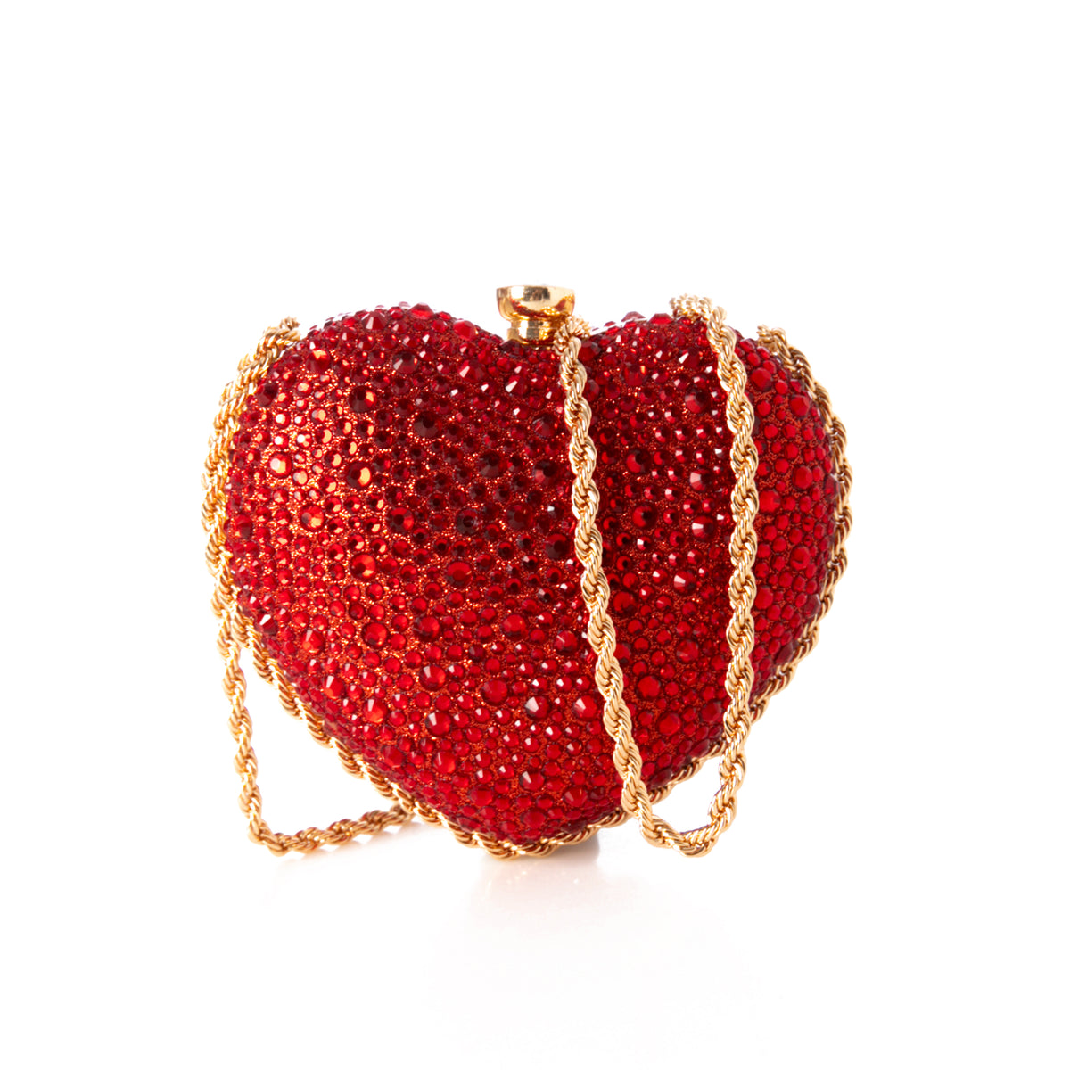 Crystal Heart Evening Clutch Red
