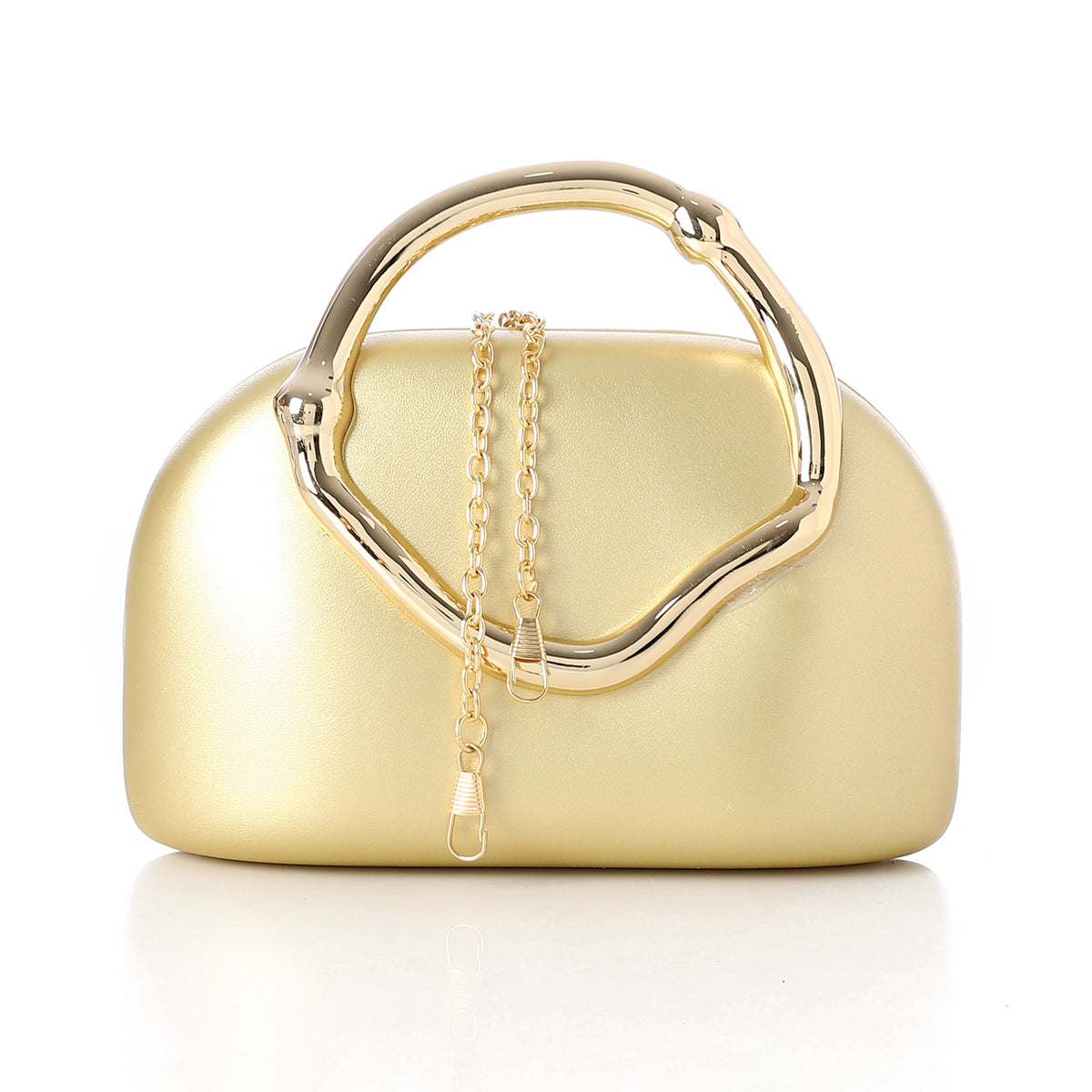 Sculptural Frame Top-Handle Evening Clutch Gold
