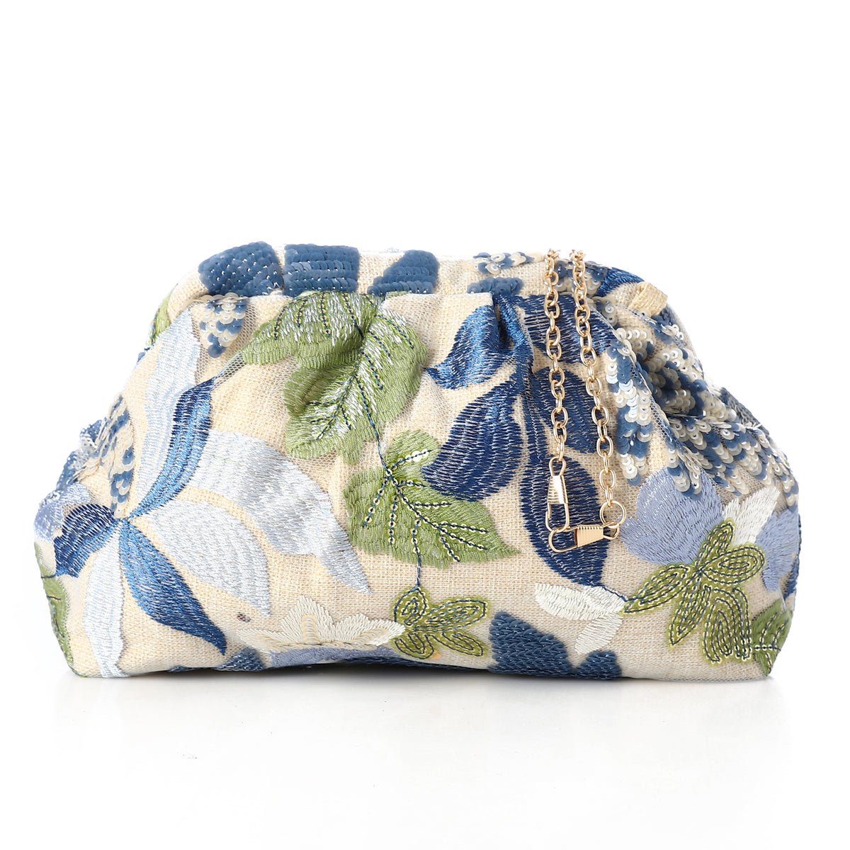 Floral Sequin Embroidered Evening Clutch Nany