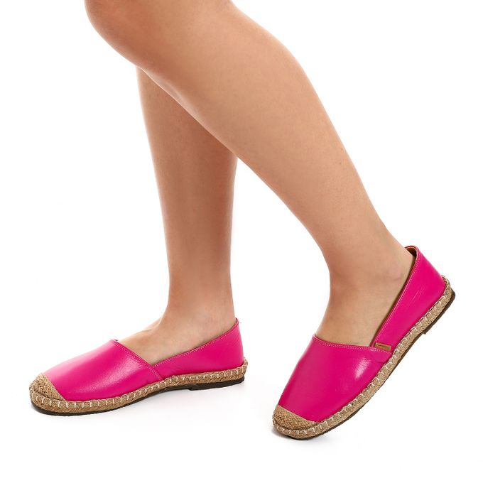 Leather Espadrille Flats ƒ?? Fuchsia