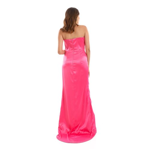 Strapless Satin Gown - Hot Pink