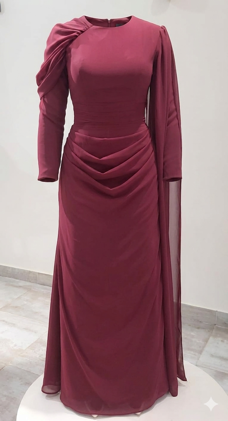 The Regal Mulberry Draped Gown