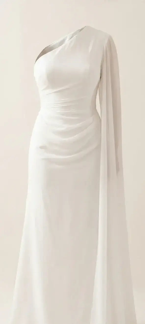The Ethereal Ivory One-Shoulder Gown