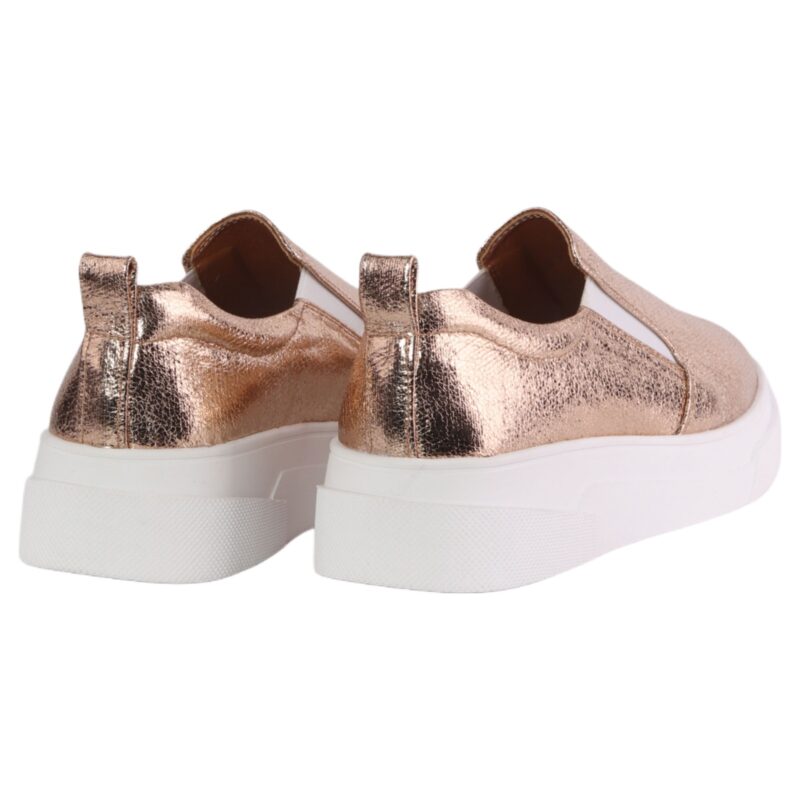 Metallic Leather Slip-On Sneakers ƒ?? Rose Gold